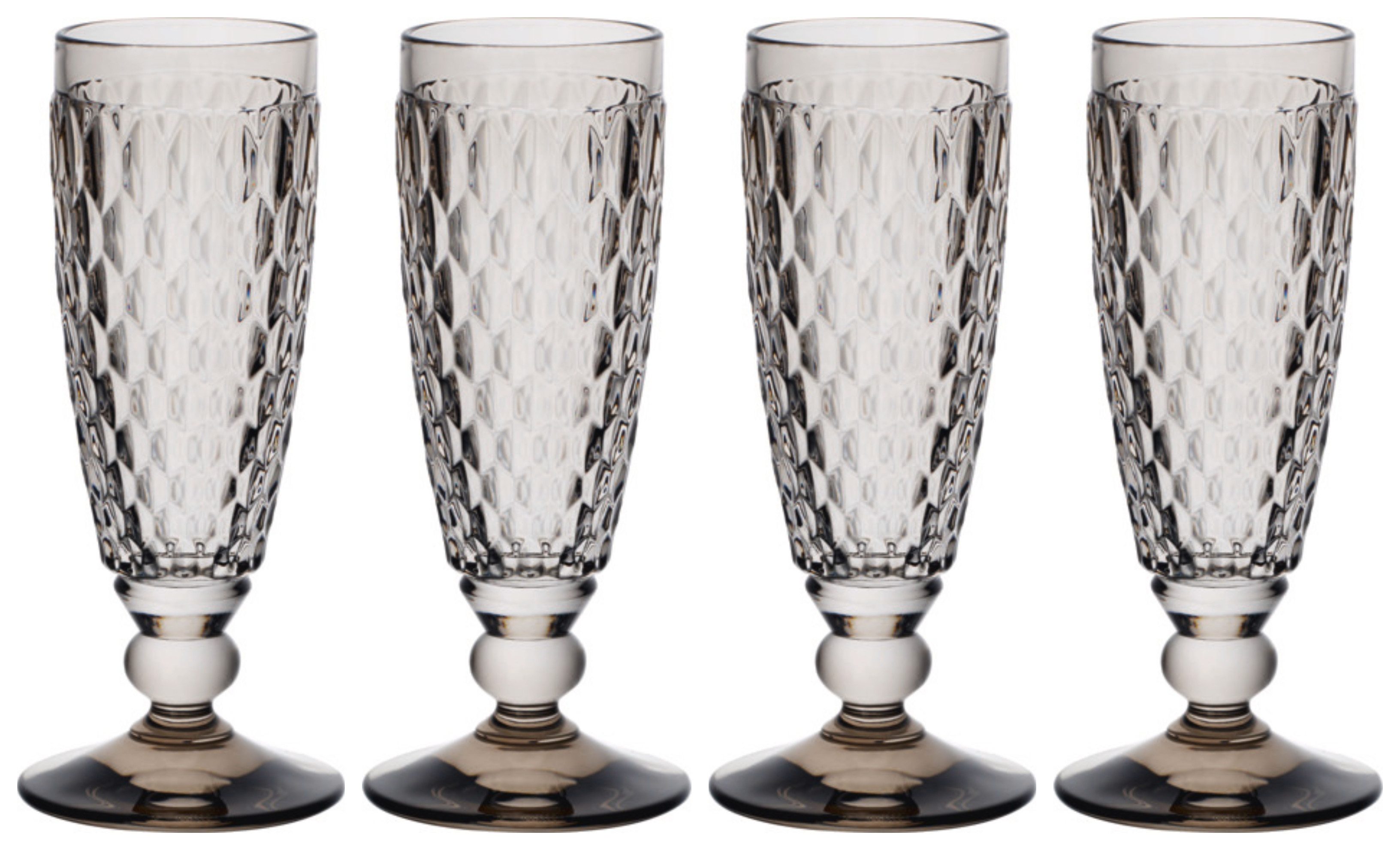 Villeroy & Boch Sektglas Boston Coloured, Kristallglas, Spülmaschinengeeignet, Grau, Boston, H: 16.3cm