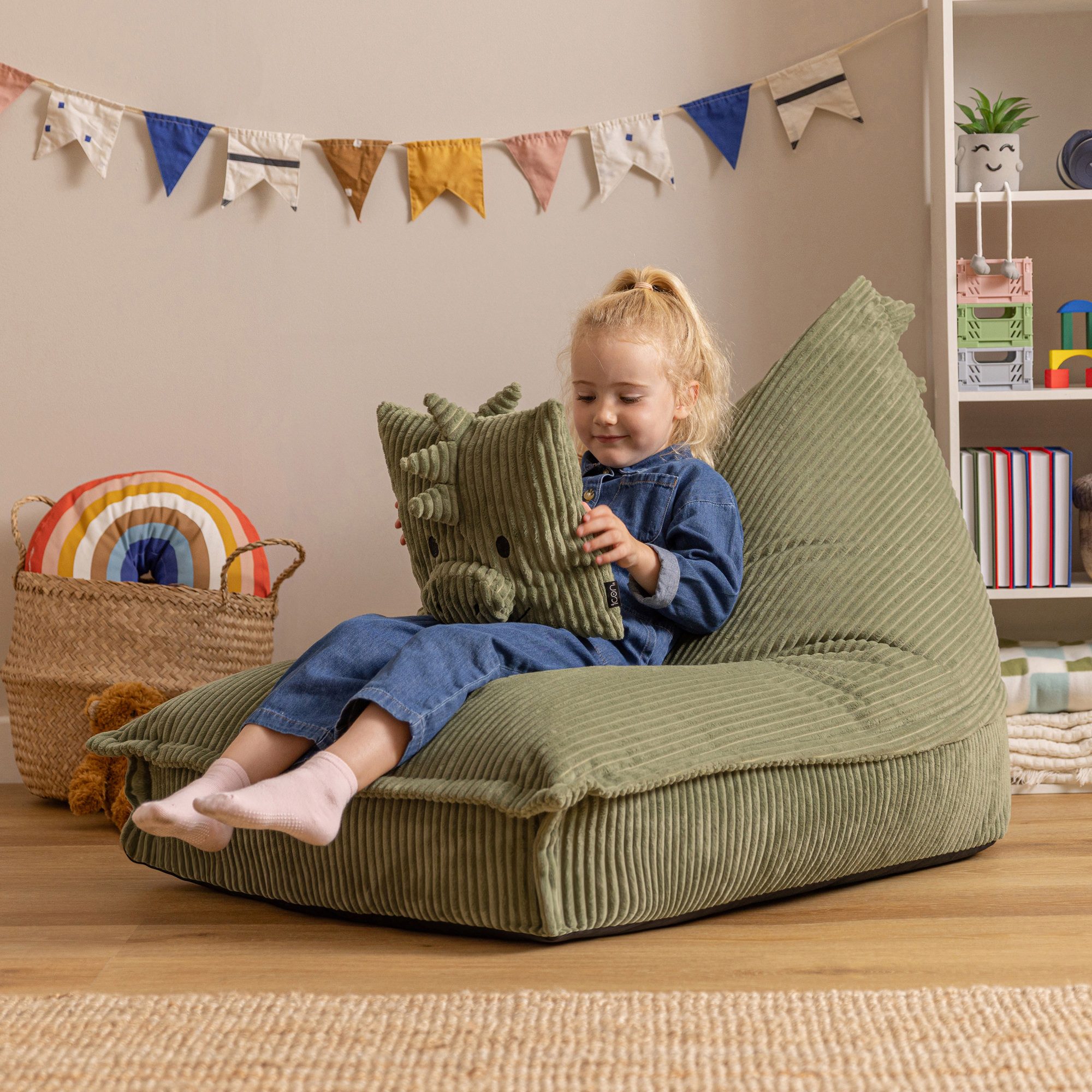 icon Sitzsack Kinder Animalfreunde mit Kissen aus Cord, 72x102x66cm, Made in Germany, für Kinderzimmer