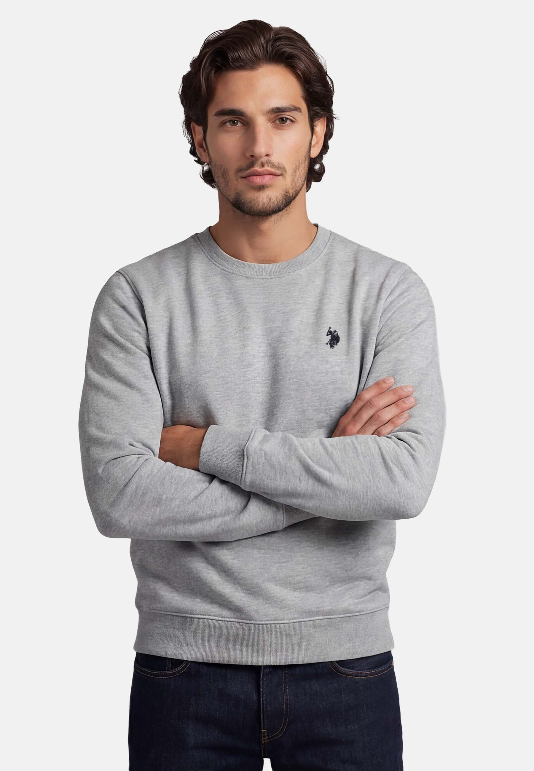 U.S. Polo Assn. Rundhalspullover USColee – Herren Sweatshirt mit Rundhalsausschnitt Baumwoll-Viskose-Mix, weich, atmungsaktiv und mit Logo-Stickerei