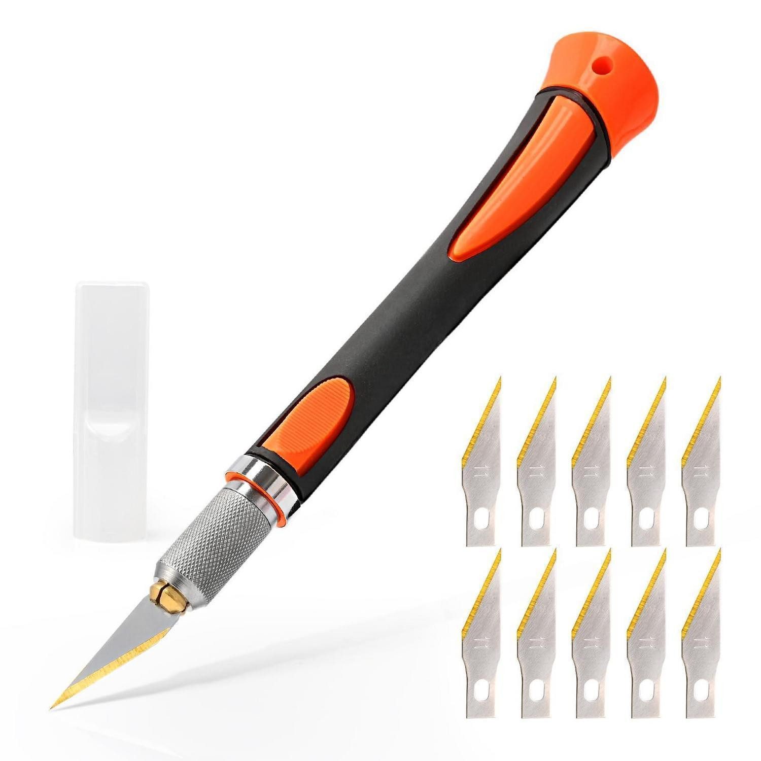 LuxusKollektion Cuttermesser Bastelmesser Skalpell Set orange mit 10 Klingen
