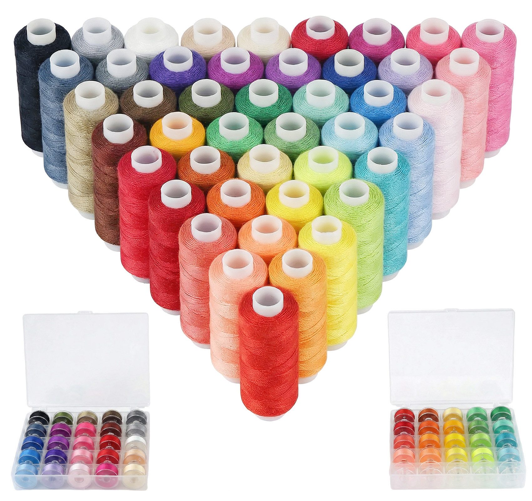 ElitVita 45 Farben Nähgarn Set–400 Yards& 50 Yards Spulen – inkl.5 leere Spulen Nähgarn, (set, 45-St., Nähgarn, Spulen), Für Nähmaschine, Ideal für Kleidung, Heimtextilien & DIY-Projekte