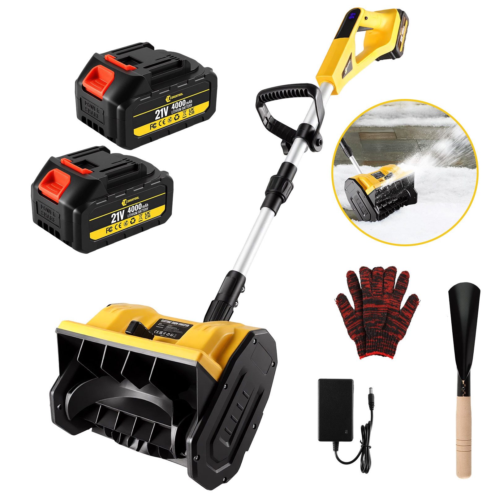 CONENTOOL Akku-Schneefräse Tragbare Elektrische Schneefräse, 28 cm Arbeitsb günstig online kaufen