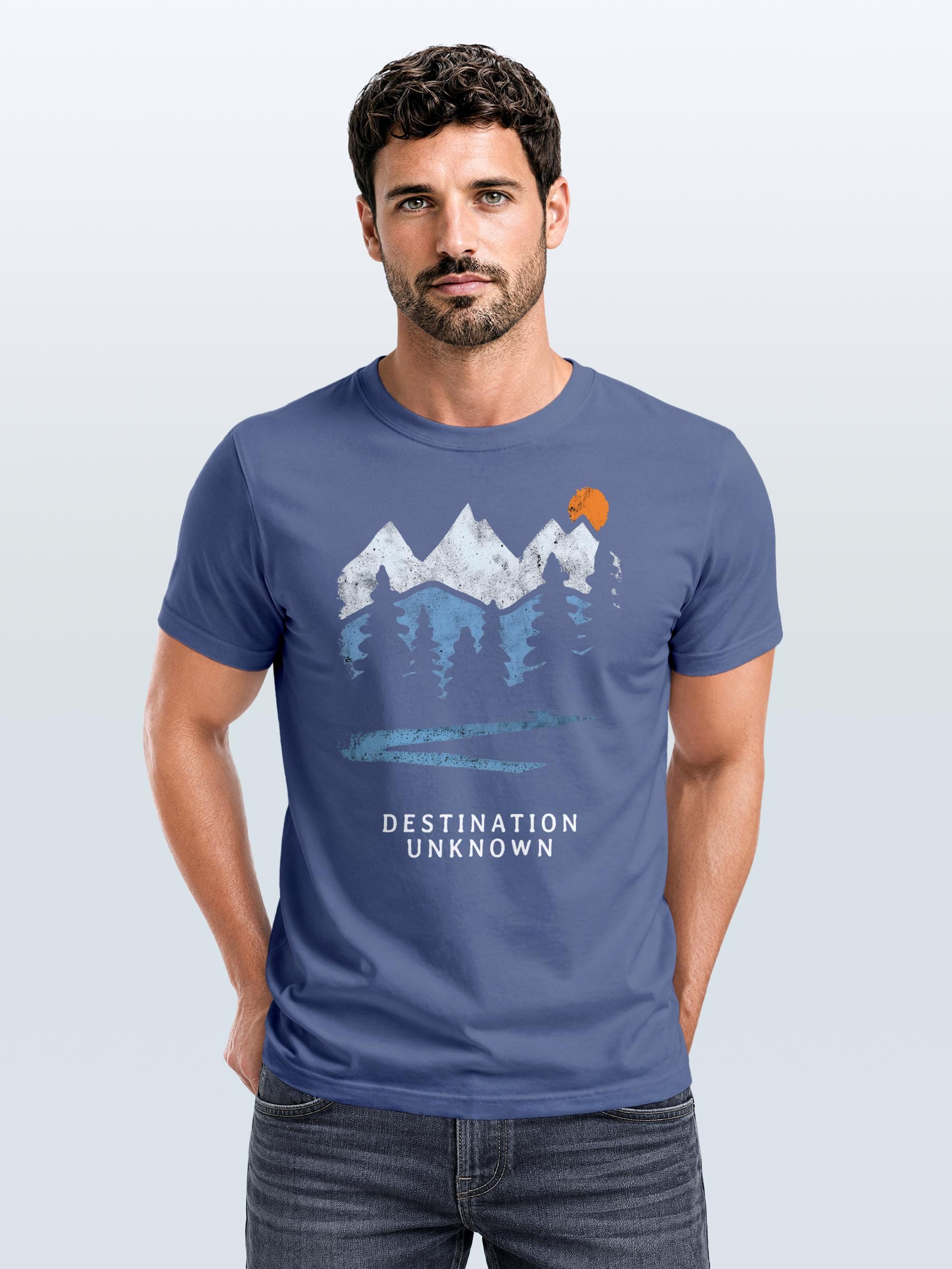 Neverless Print-Shirt Herren T-Shirt Prinstshirt Berge Wandern Adventure Outdoor mit Print