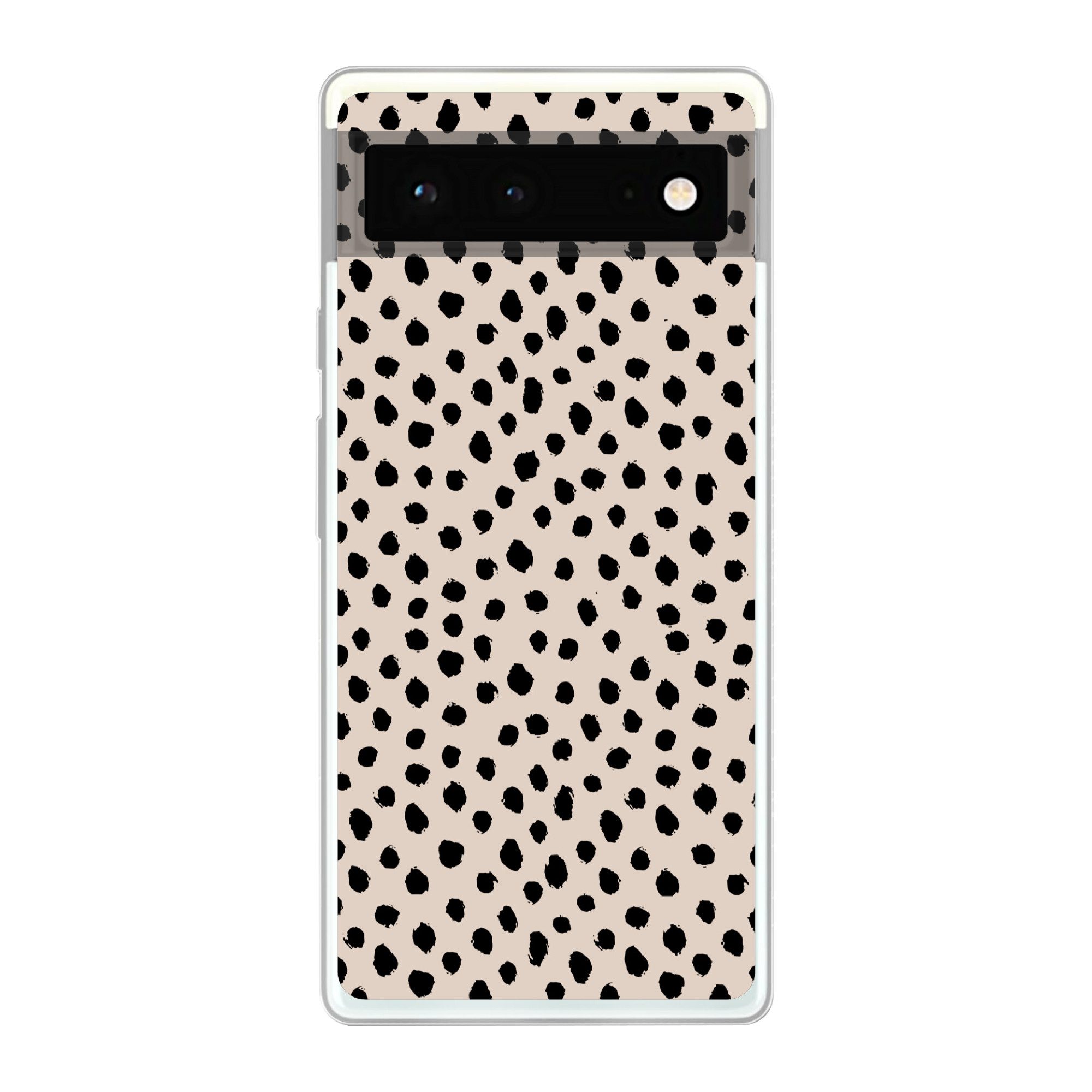 MuchoWow Handyhülle für Google Pixel 6 Polka dots - Schwarz - Beige, Handy Case, Silikon, Bumper Case Dünn