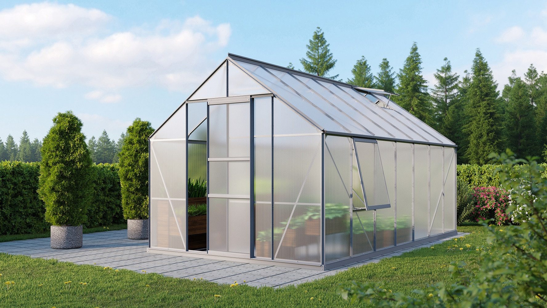 Thumbnail - Vitavia Gewächshaus Meridian 1 11500 HKP 6 mm 2 Dachfenster 1 Seitenfenster