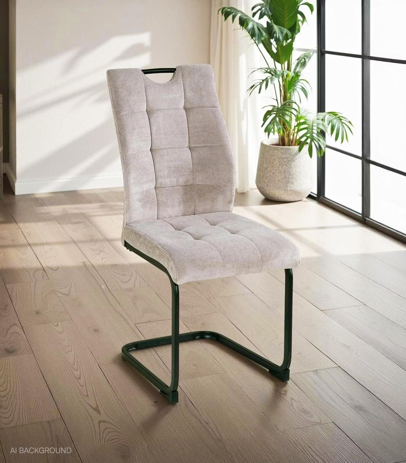 Home4You Freischwinger, Beige, Schwarz, Mikrofaser, Webstoff, günstig online kaufen