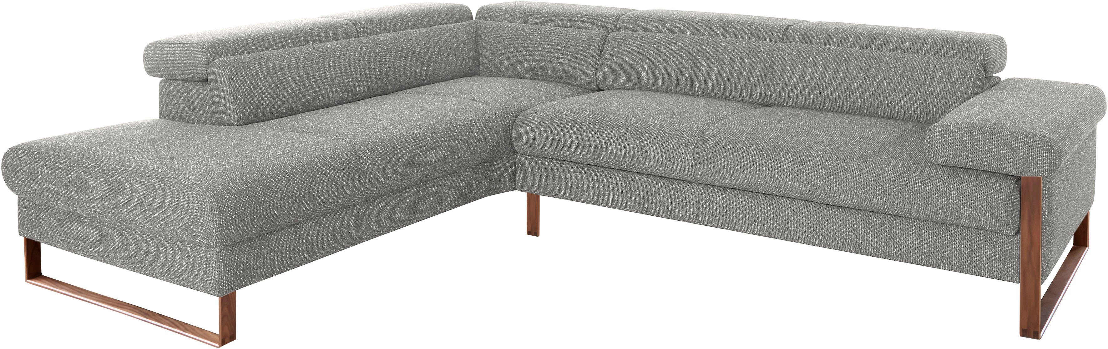 W.SCHILLIG Ecksofa finn, Designsofa mit tollem Sitzkomfort, bequem, L-Form, German Design Award 2016, Fußgestell Nussbaum natur, Breite 281 cm