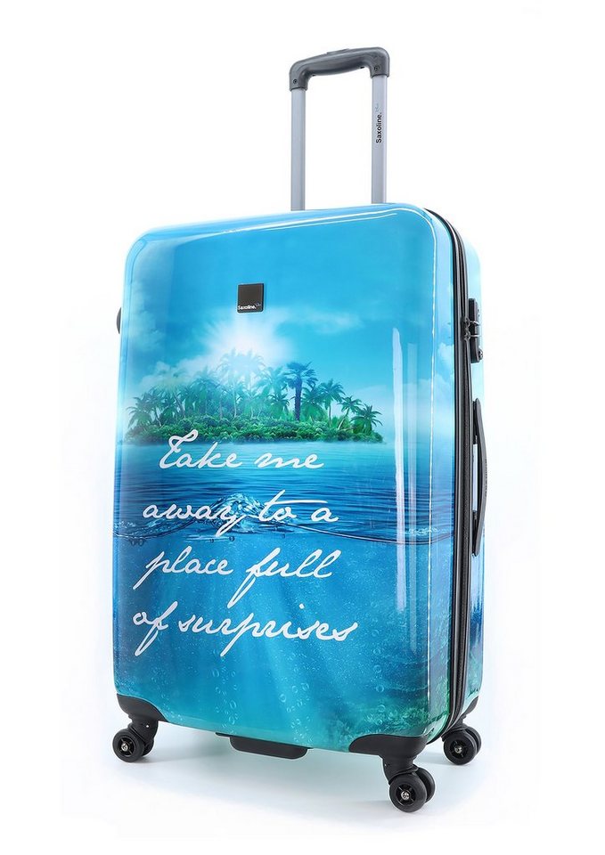 Saxoline® blue Koffer Island, mit trendigem Print, Mit  TSA-Kombinationsschloss und hochwertigem Reißverschluss