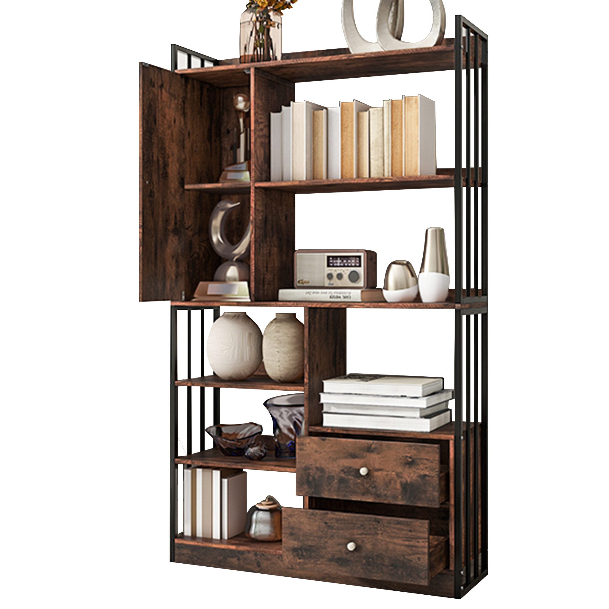REDOM Bücherregal Standregal, 6 Regal industrielle günstig online kaufen