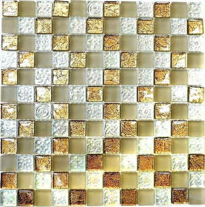 Mosani Mosaikfliesen Lüster Luxus Deluxe Glasmosaik Mosaikfliesen Crystal champagner