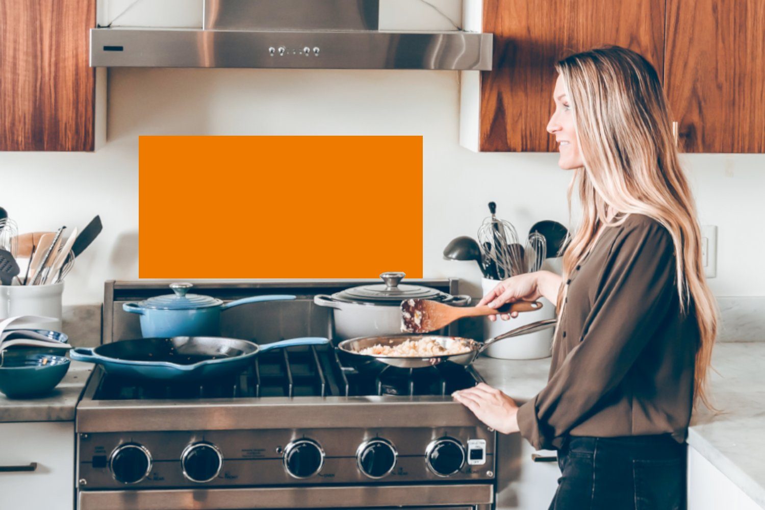 - 60x30 und (1-tlg), - Fett Herbst Wandschutz, Schmutzflecken Farbe, gegen - für Orange cm, Küchenrückwand Küchen Jahreszeiten MuchoWow