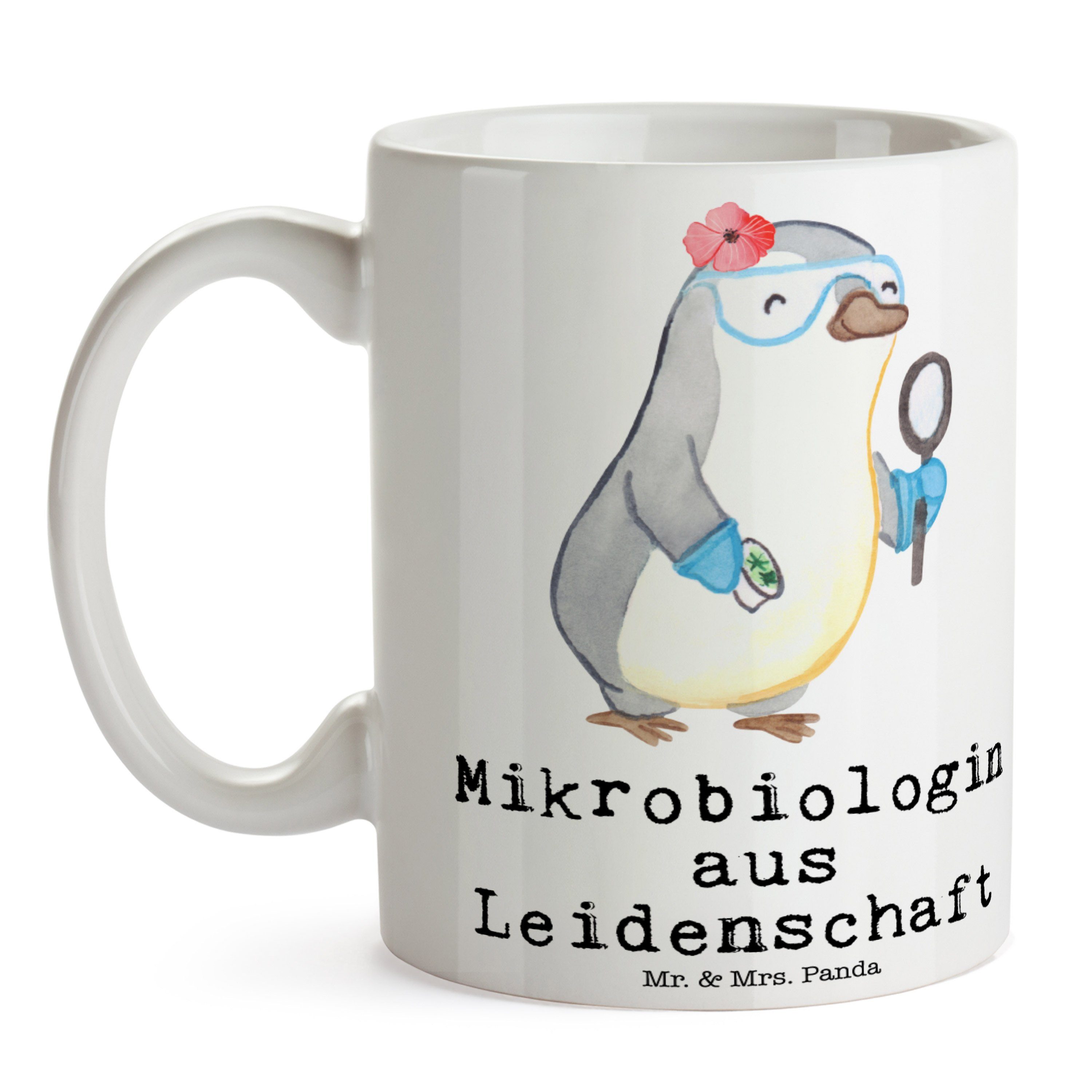 aus Keramik Mrs. & Leidenschaft Mikrobiologin Geschenk, - e, Tasse neugierig, Weiß Labor, - Mr. Panda