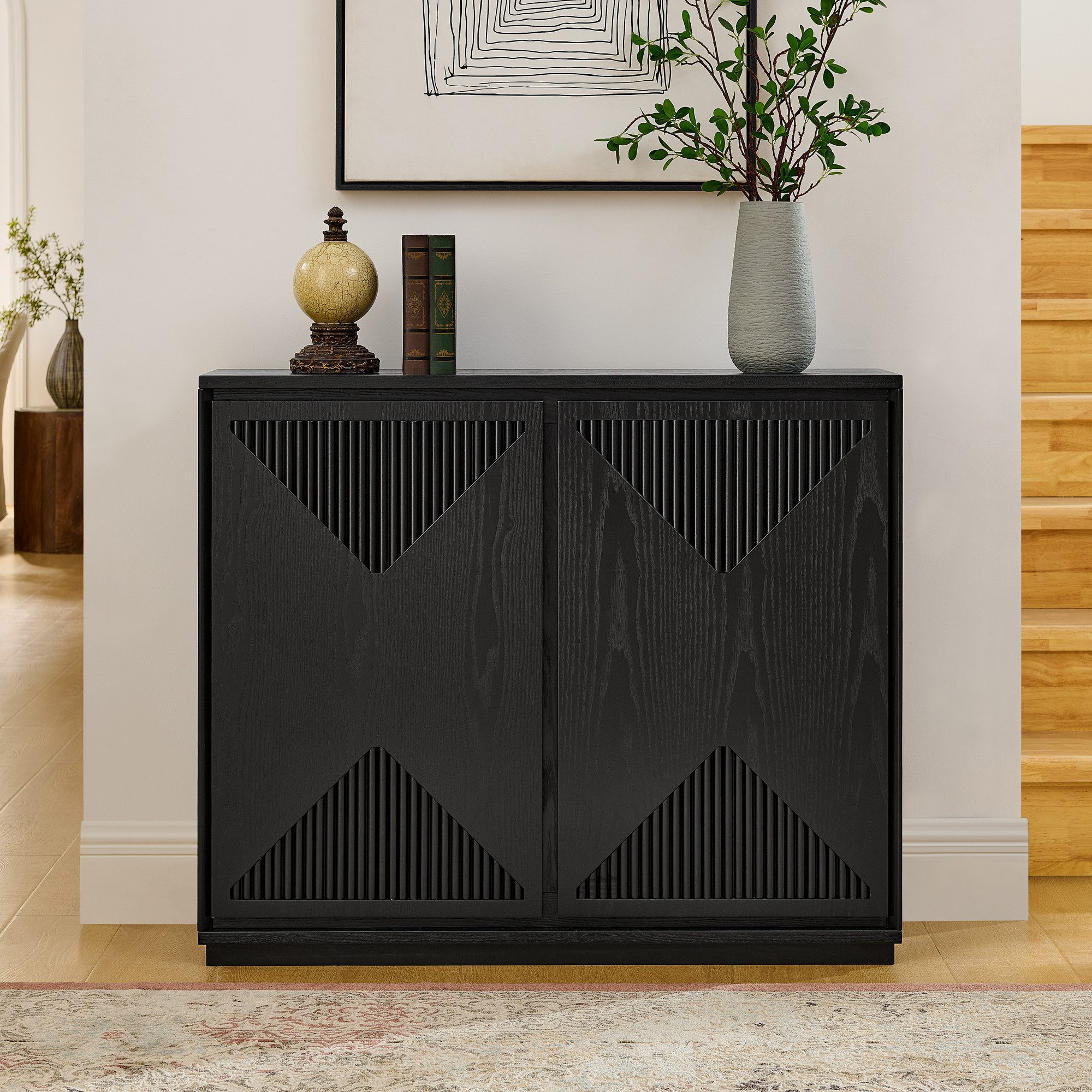 Celya Sideboard Aufbewahrungsschrank Buffetschrank mit Stauraum (Schmaler Beistellschrank im Mid-Century-Modern-Stil)