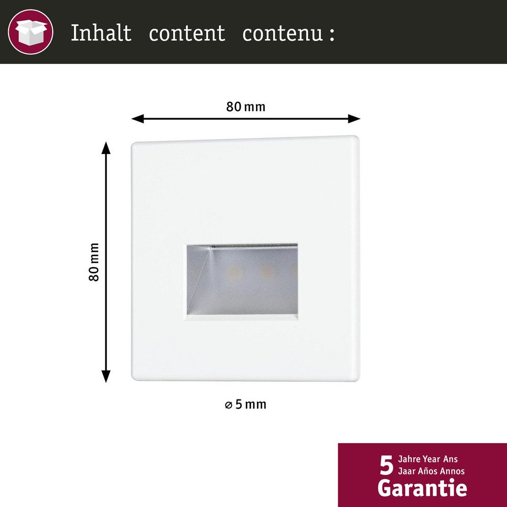 Paulmann Einbauleuchte Paulmann 41309 41309 LED-Wandeinbauleuchte 4er Set LED LED Weiß (mat