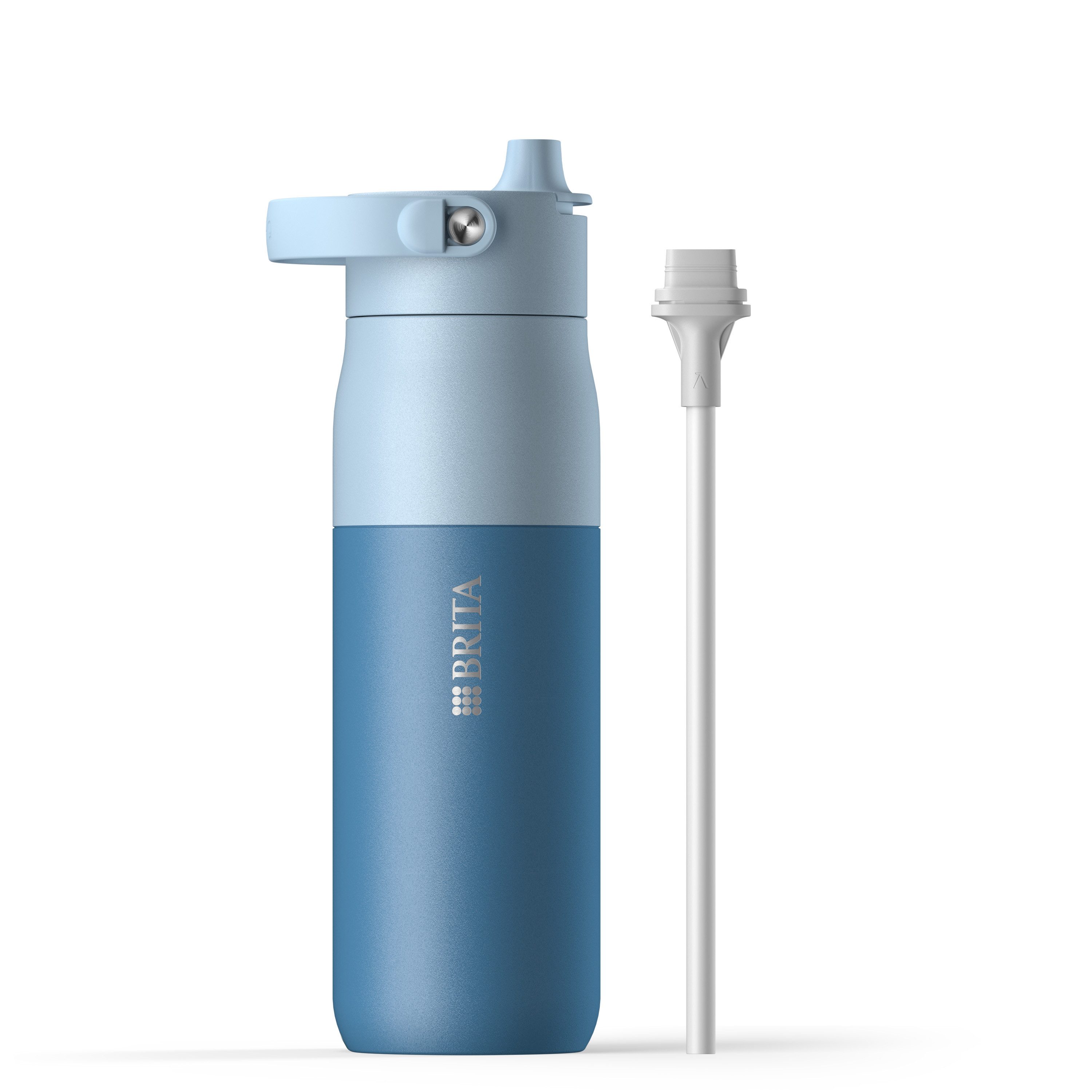 BRITA Trinkflasche BRITA LARQ Essential Trinkflasche (680ml) mit Strohhalm, Edelstahl Wasserflasche mit doppelwandiger Isolation - hält 24h kalt