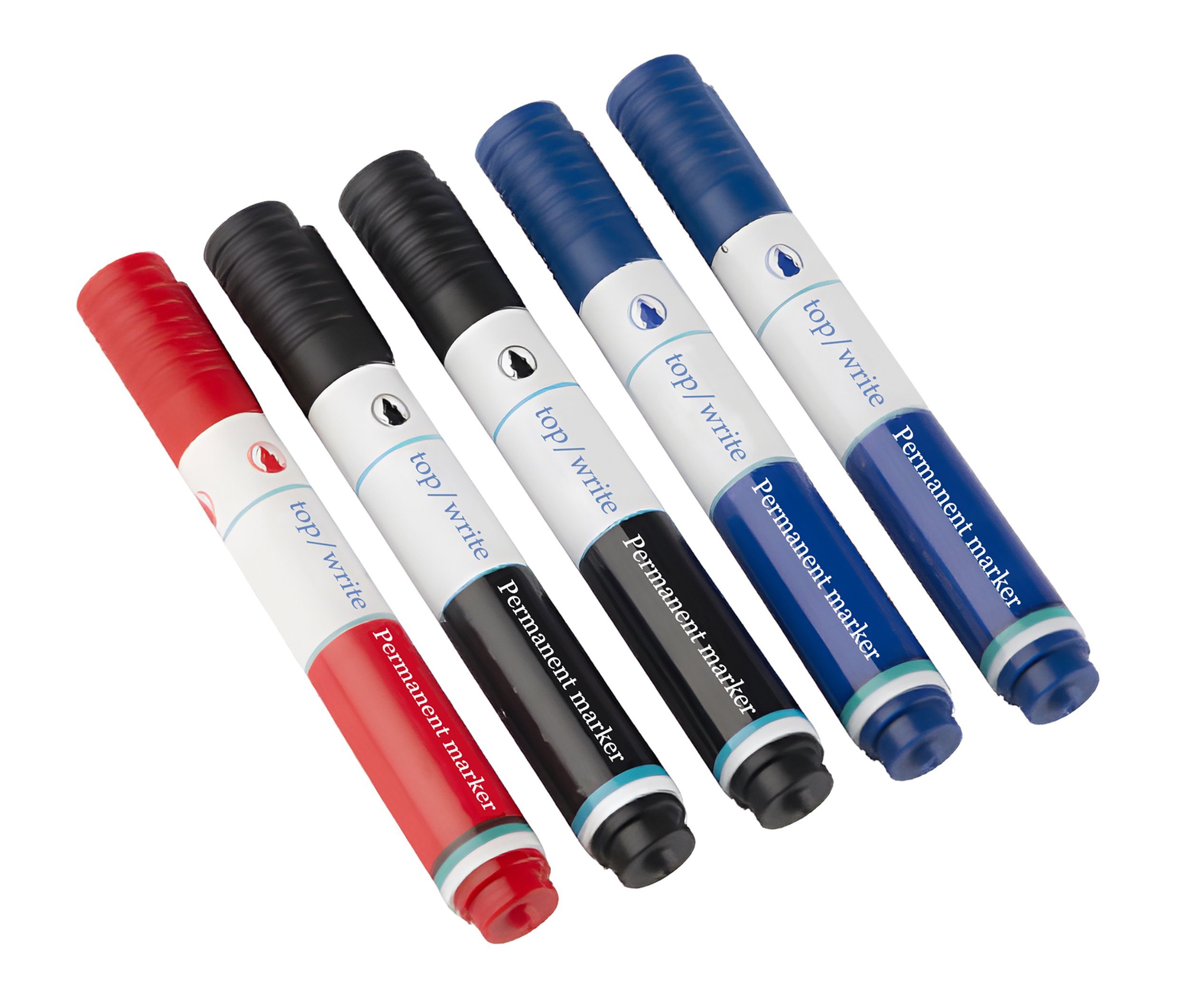 Schwarz Permanentmarker mit (5-tlg), Filzstift Rot Blau Stift 49, EDCO Set Permanentmarker PERMANENT-MARKER 5x wasserfest PL Rundspitze