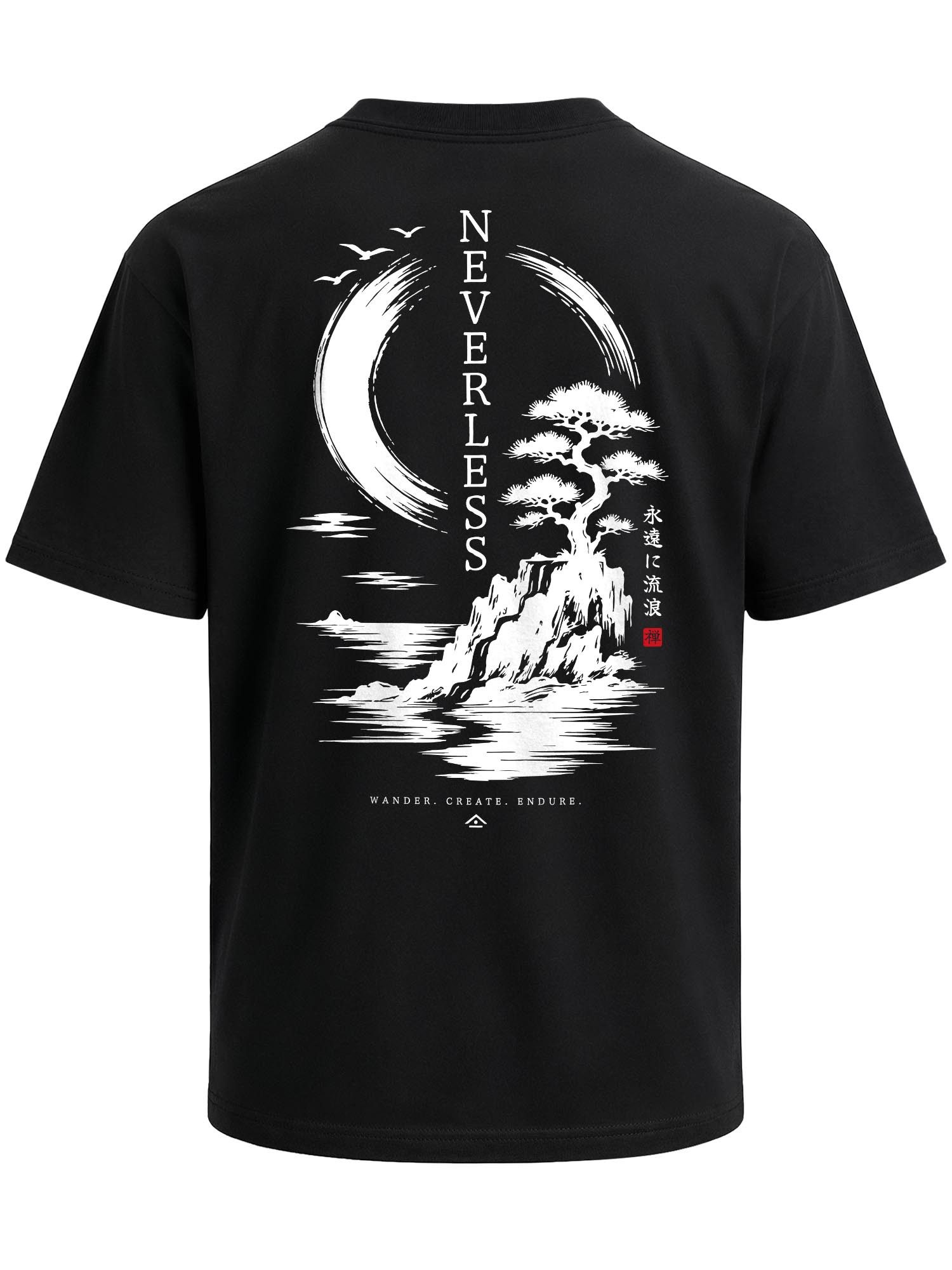 Neverless Oversize-Shirt Herren T-Shirt - Spirit of Japan - Oversized Relaxed Fit Printshirt mit Print