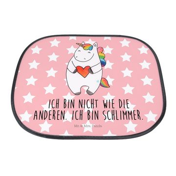 Sonnenschutz Einhorn Herz - Rot Pastell - Geschenk, Einhörner, Sonnenschutz Kinder, Mr. & Mrs. Panda, Seidenmatt, Stilvoll & Praktisch