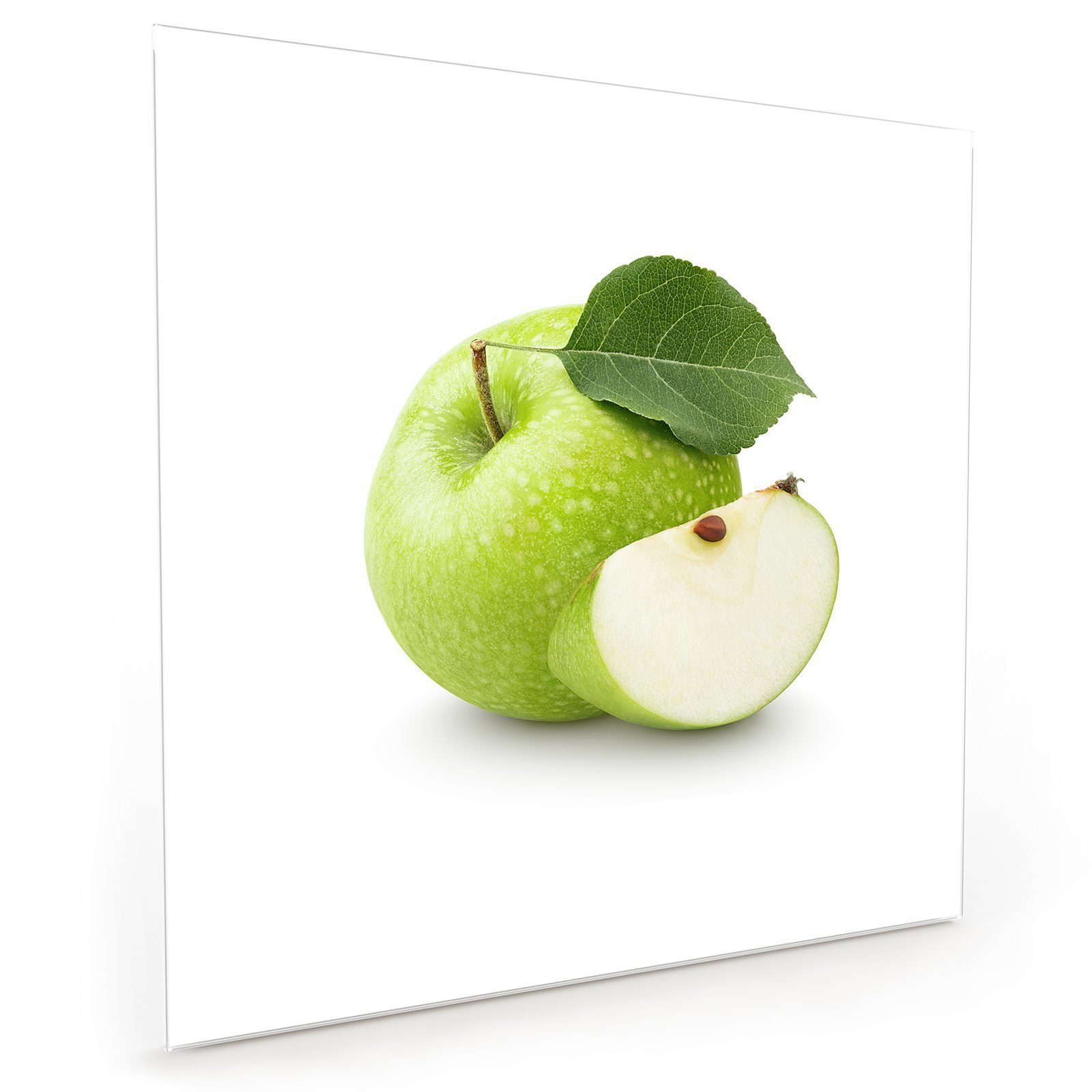 Spritzschutz mit Küchenrückwand Blatt Grün Motiv Küchenrückwand Apfel Primedeco mit Glas