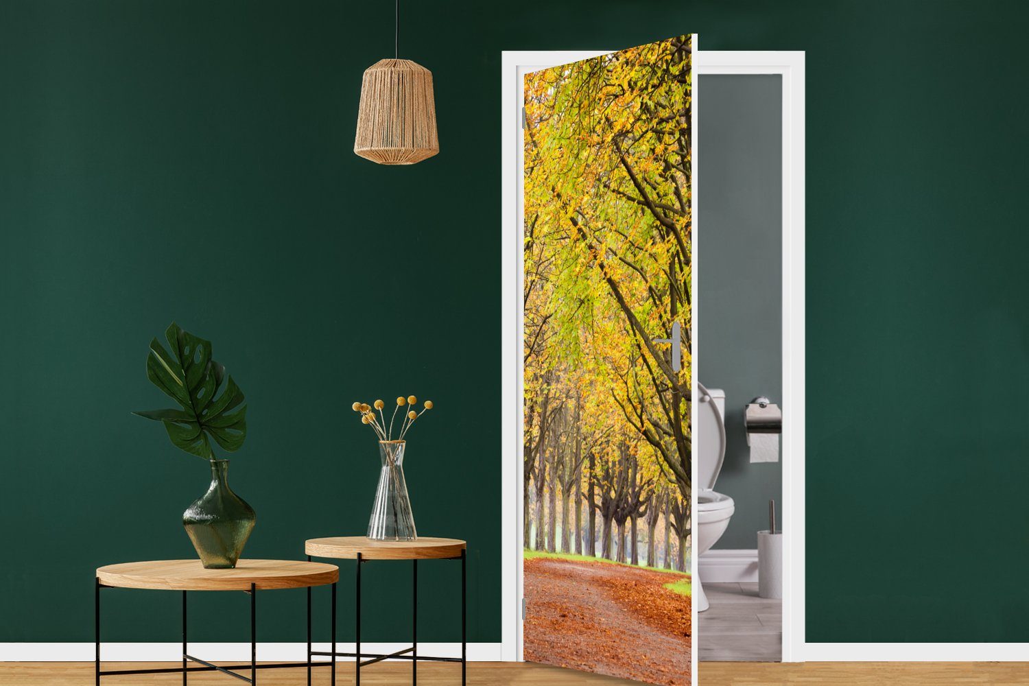 MuchoWow Türtapete Matt, Kastanienbäume im Tür, Herbst, St), Türaufkleber, bedruckt, Fototapete für cm (1 75x205