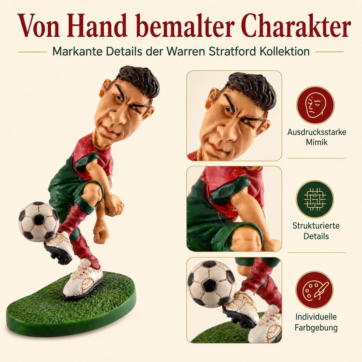 Vogler Dekofigur Comical Ronaldo Fußballer-Karikatur 11 cm by Warren Stratford