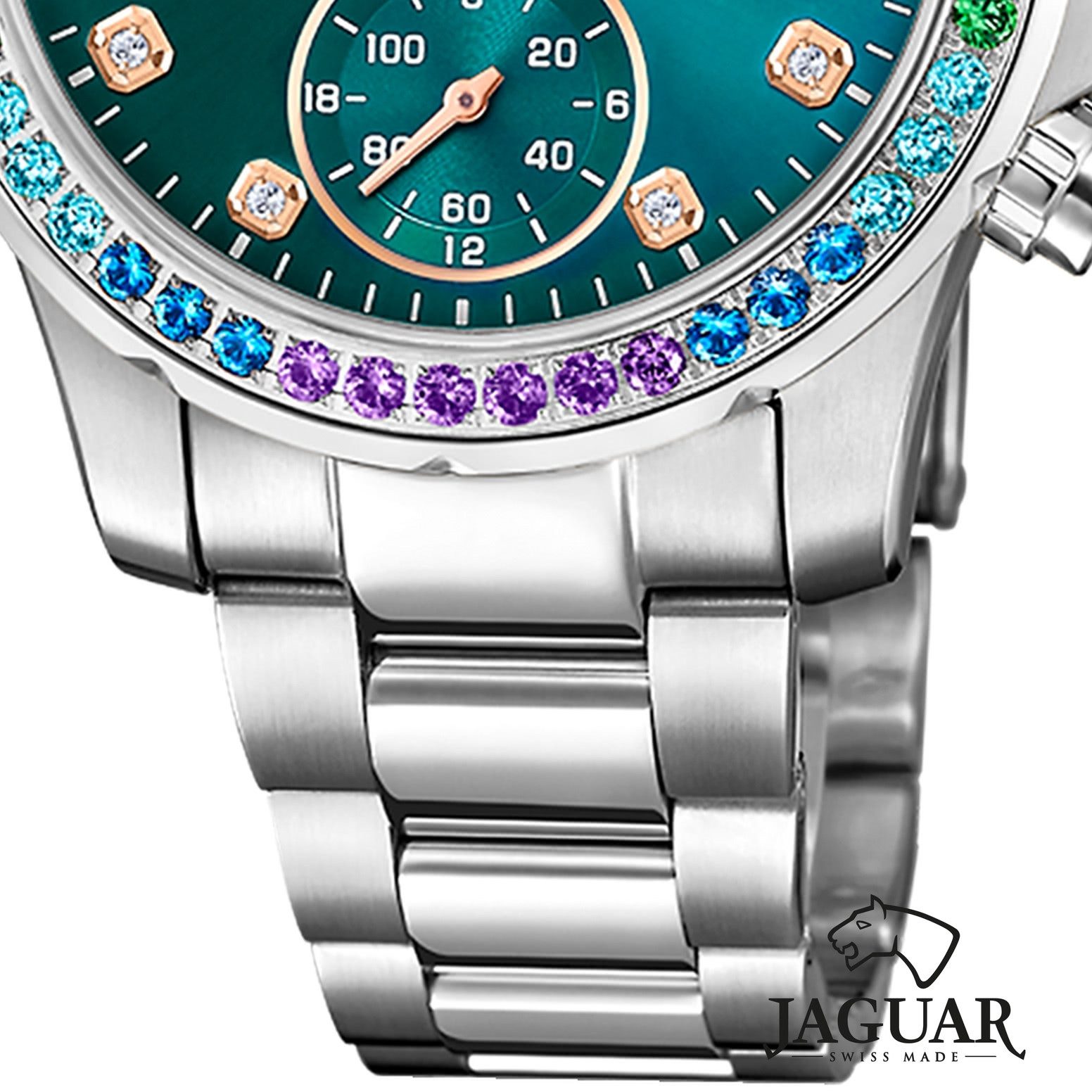 JAGUAR Multifunktionsuhr Jaguar Damenuhr Edelstahl silber Jaguar, (Multifunktionsuhr), Damen Armbanduhr rund, Edelstahlarmband silber