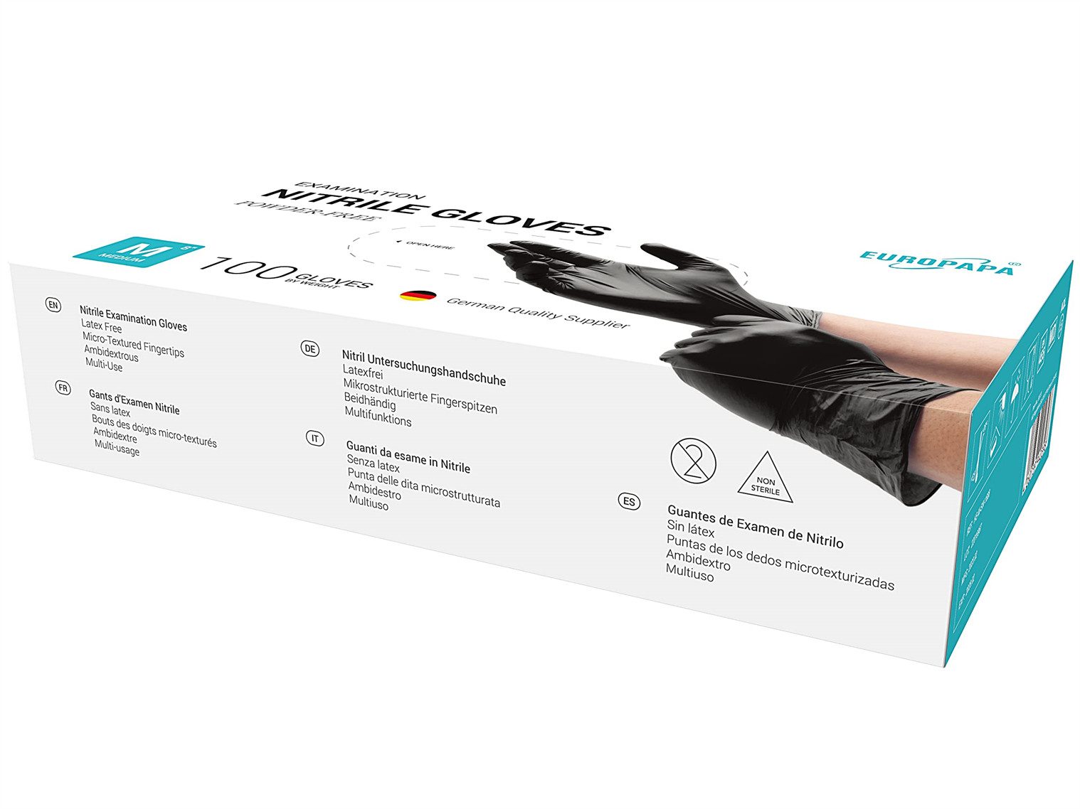 EUROPAPA Nitril-Handschuhe 500x Nitrilhandschuhe Einweghandschuhe (latexfrei, puderfrei) puderfrei, latexfrei