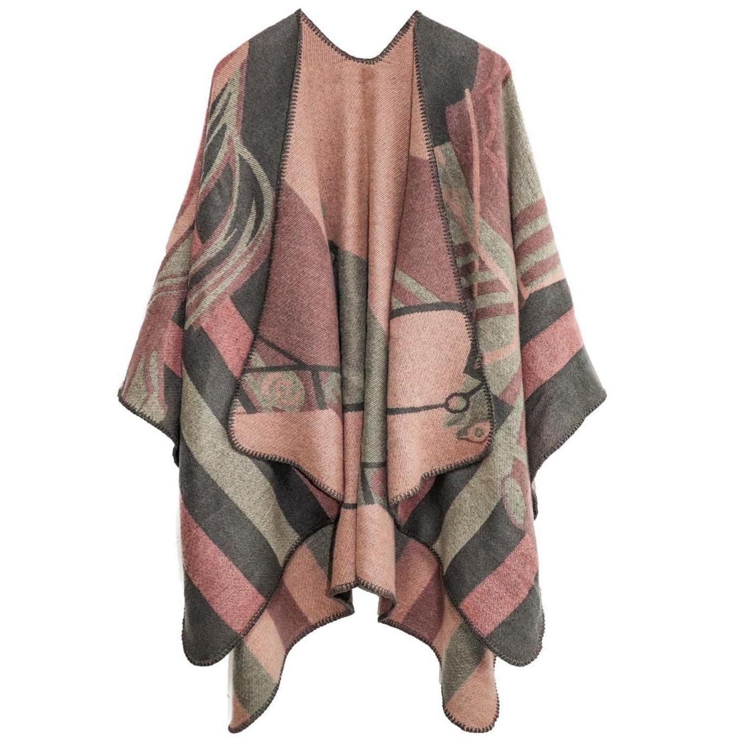 LuxusKollektion Strickponcho Poncho Damen Gestrickt Überdimensional Decke Kap-Schal Rosa