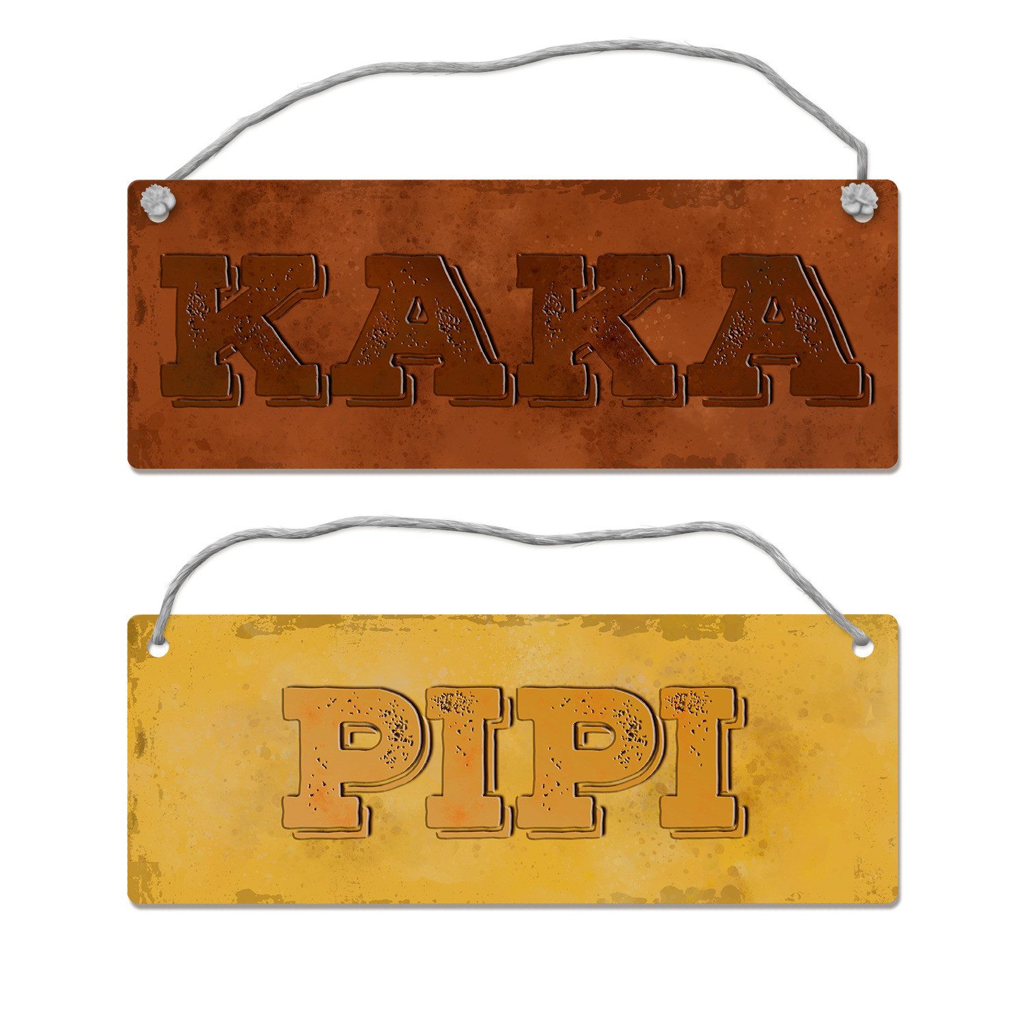 Metallschild Pipi oder Kaka Wendeschild mit Kordel Schild Türschild Türhänger