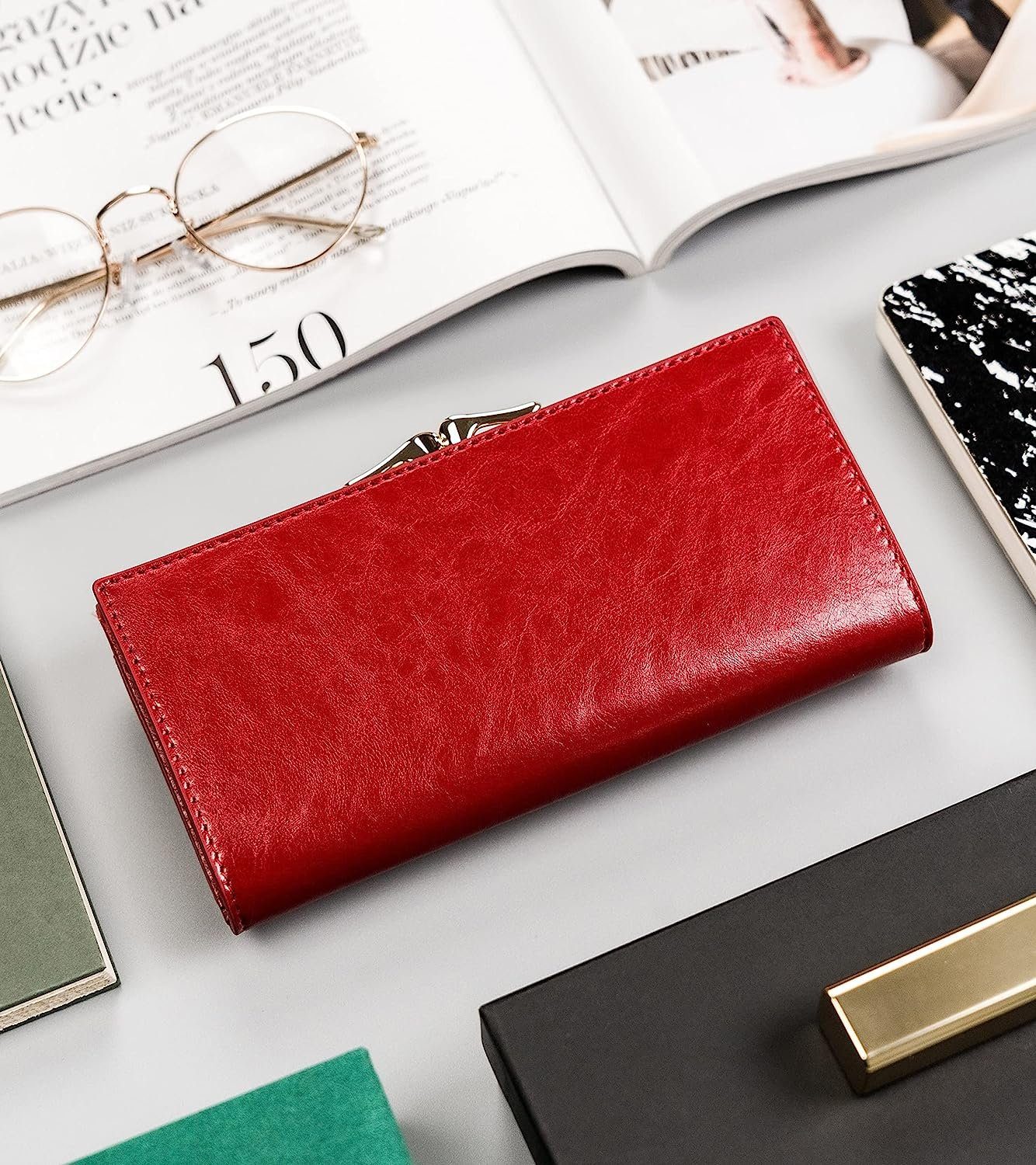 Damenbrieftasche, Echtleder Dreifarbig die Schutz, Geldbörse Klassische Fächer, Erwartungen RFID Ihre Brieftasche, zahlreiche erfüllt PETERSONⓇ