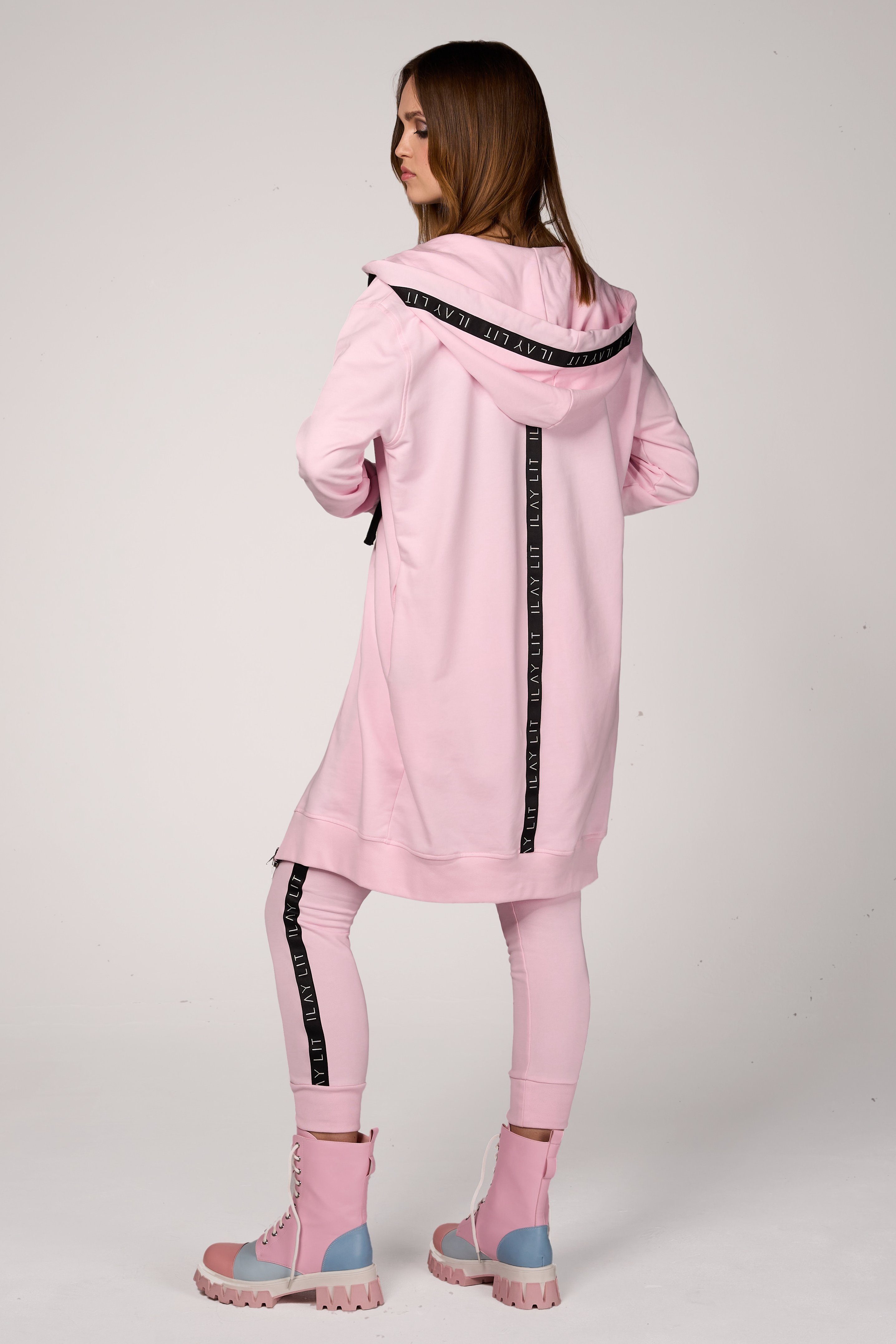 Kapuzennickijacke Mantel, Midi Lit mit ILAY Kapuze Rosa