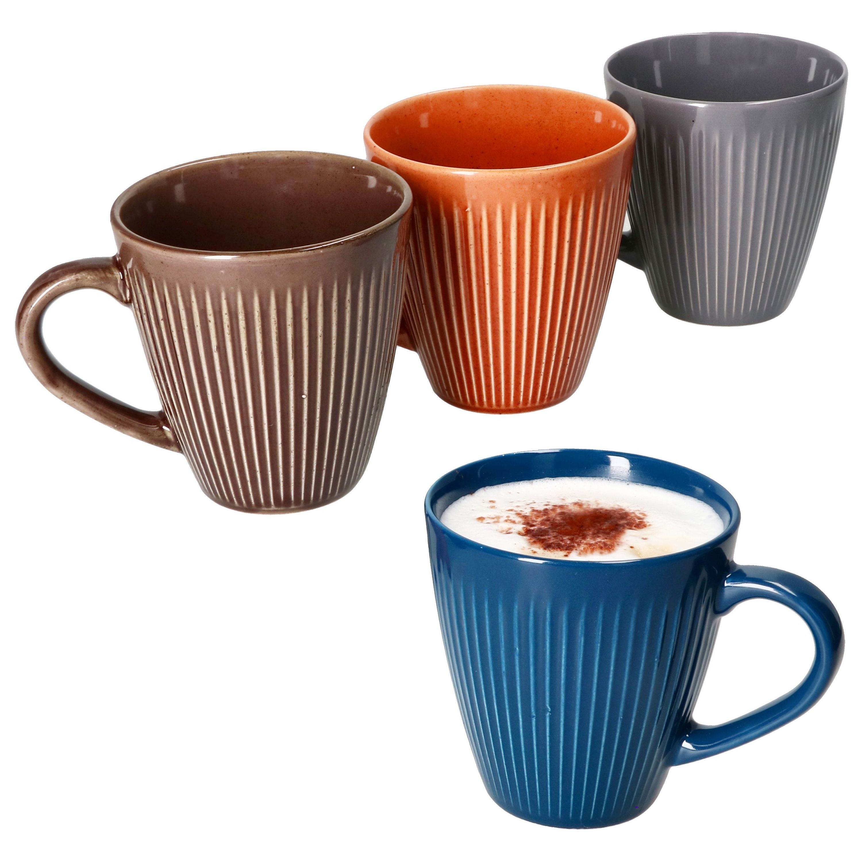 MamboCat Becher MamboCat Amor 4tlg Set Kaffeebecher 290ml Terrakotta Blau Grau Braun, Keramik