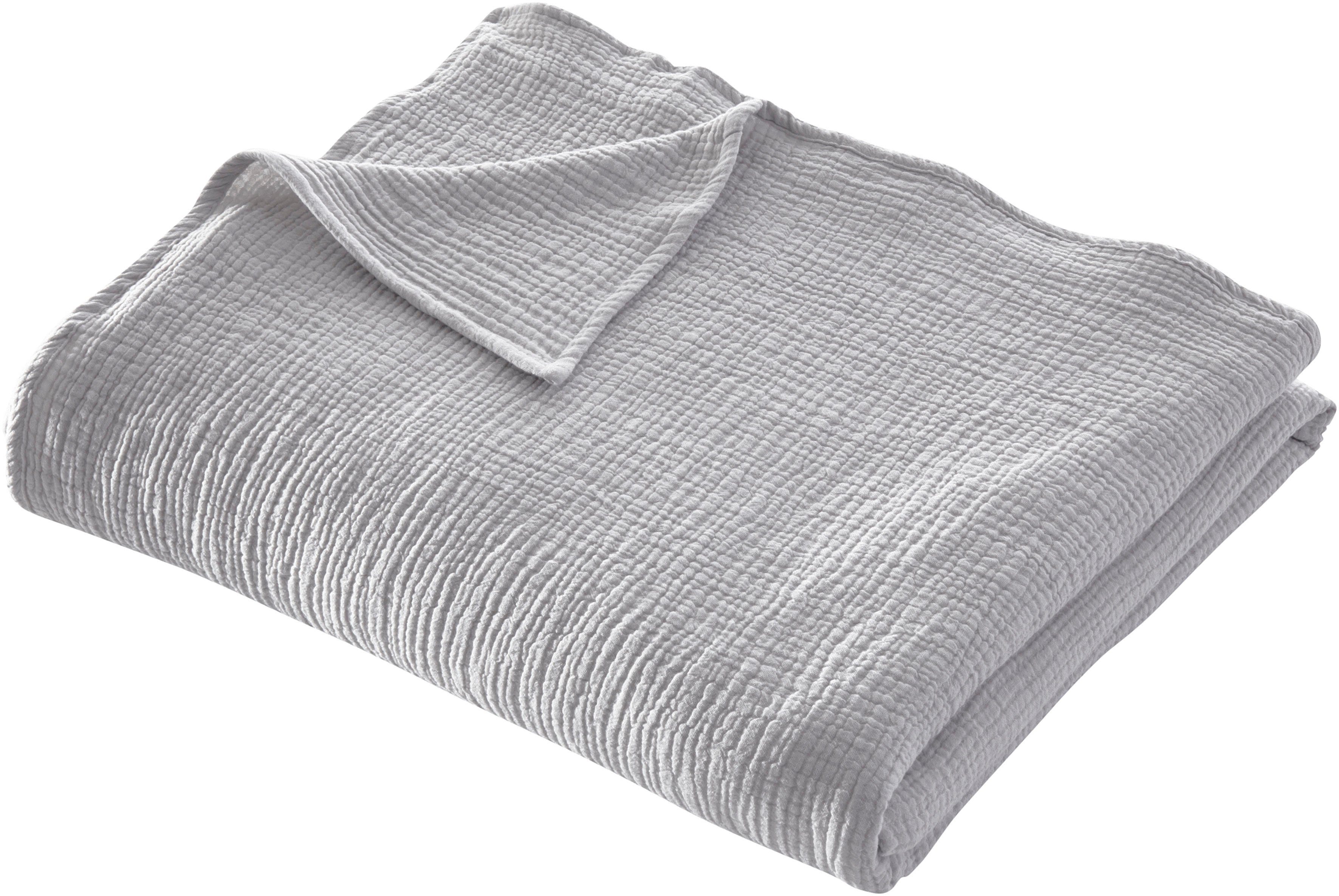 Wohndecke HEVIN, Musselin, 100% Baumwolle, Topseller!, LeGer Home by Lena Gercke, Tagesdecke im Baumwoll-Crinkle-Effekt, Musselin, Kuscheldecke