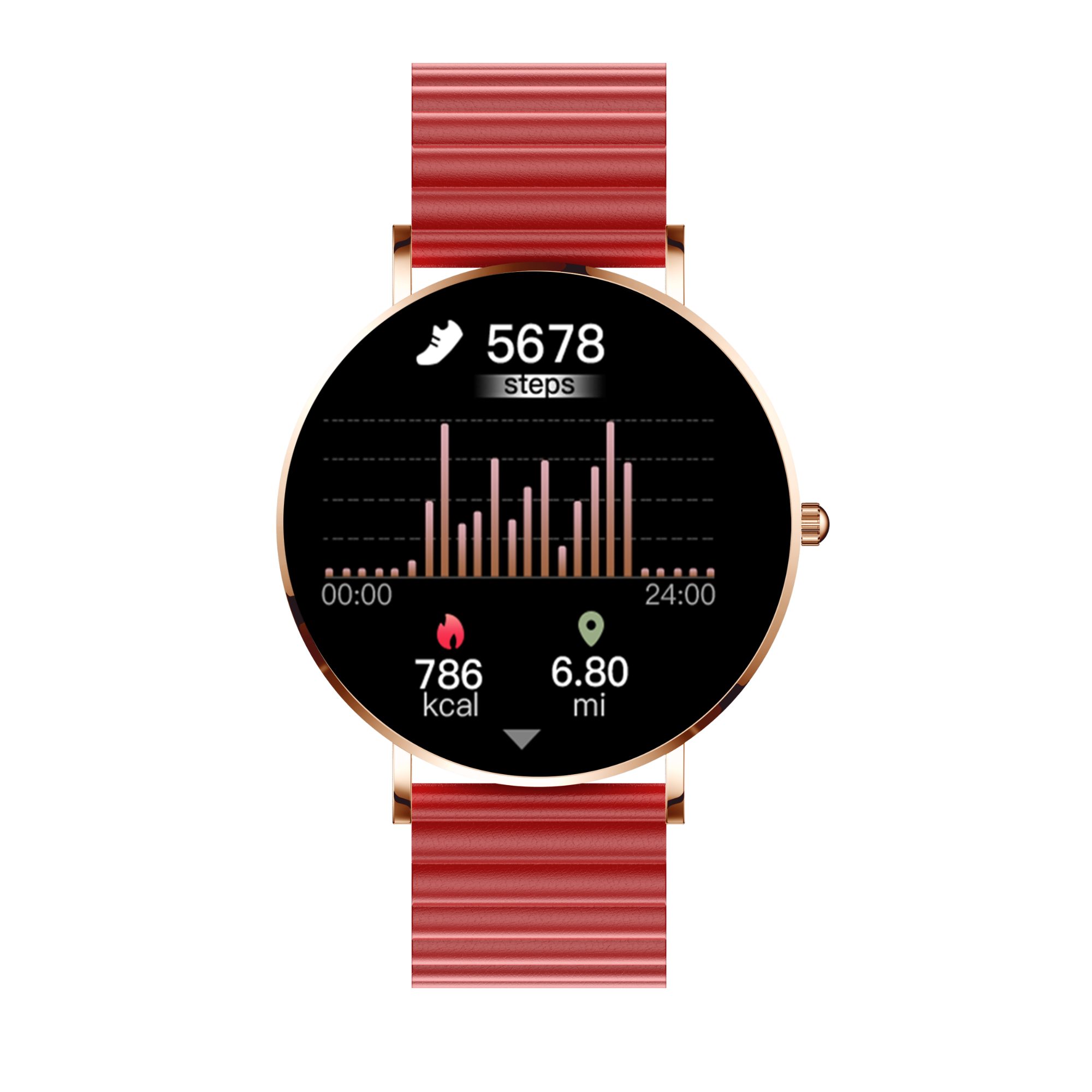 XCOAST SIONA 2 - ultraflache Damen Smartwatch (4,2 cm/1,3 Zoll, iOSAndroid) Kaminrot, Fitness Tracker, AMOLED, 1-tlg., 7 Tage Akku, Blutdruck, Wasserdicht, Puls, Blutdruck, AMOLED Display