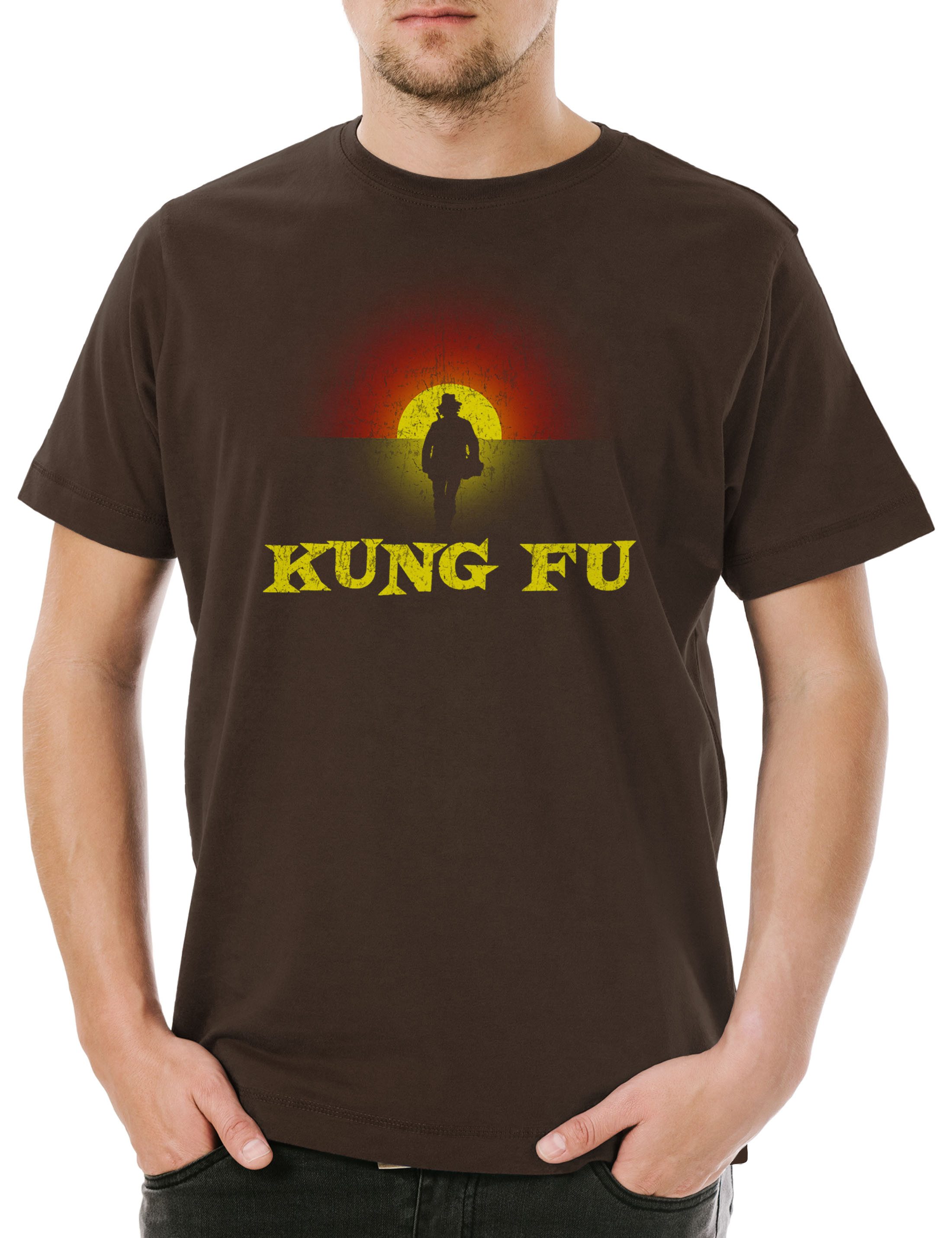 Urban Backwoods Print-Shirt Kung Fu Walking Silhouette Herren T-Shirt Martial Bruce Arts Sport (1-tlg) Karate Lee Kampfsport Turnier