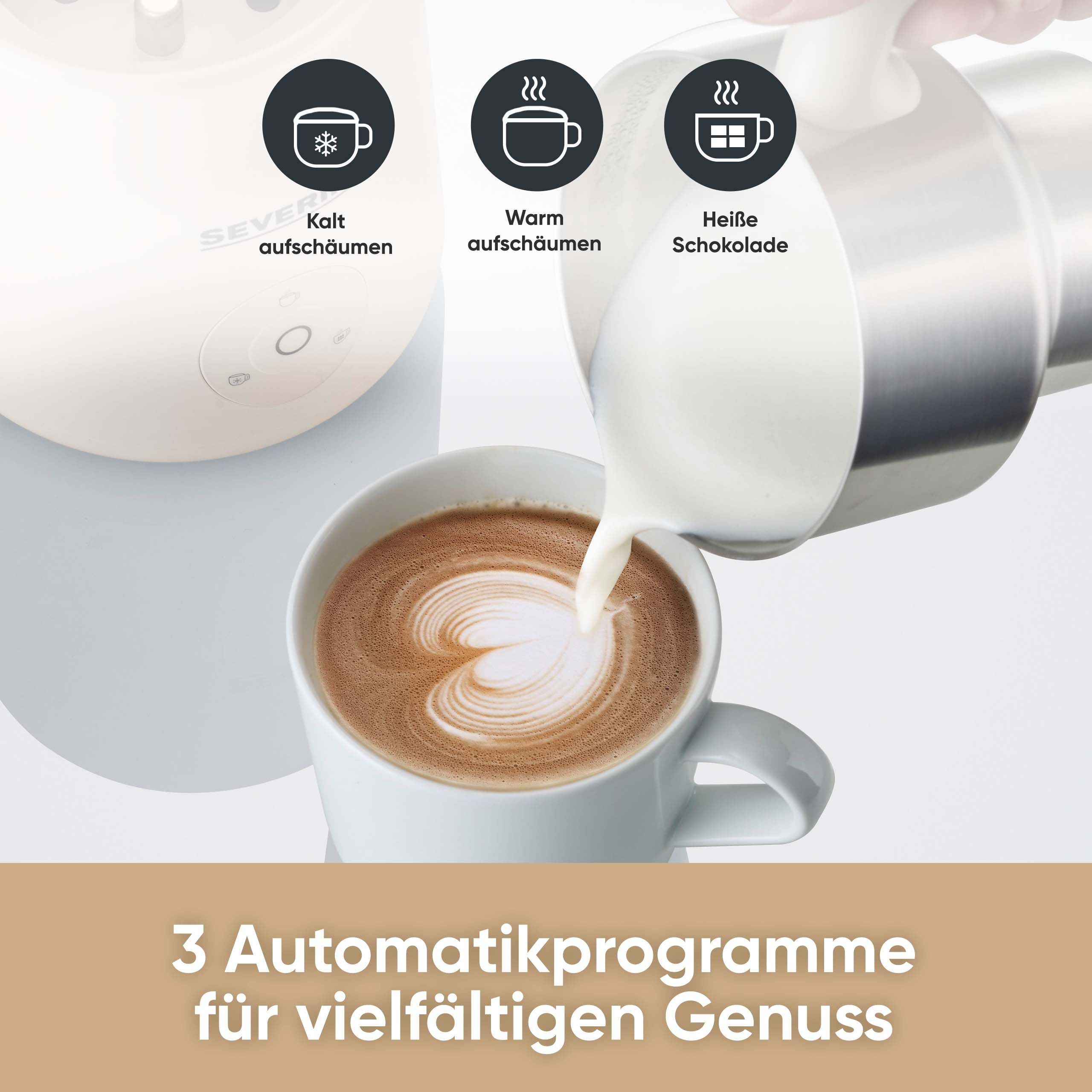 Severin Milchaufschäumer SPUMA LITE SM 3589, 500 W, kaltes & warmes Aufschäumen, Schoko-Funktion, auch für vegane Milch