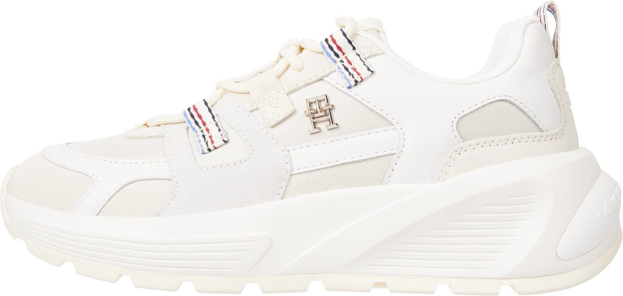 Tommy Hilfiger FASHION CHUNKY RUNNER STRIPES Wedgesneaker mit seitlichem TH-Logo, Freizeitschuh, Halbschuh, Schnürschuh