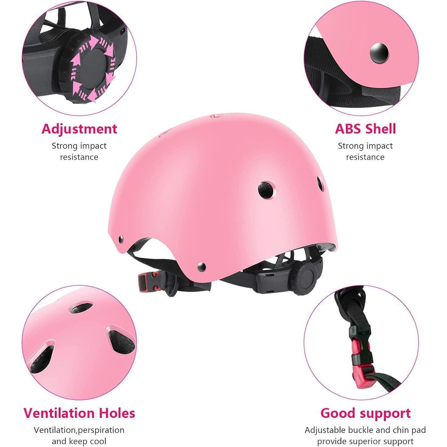LuxusKollektion Protektoren-Set Schutzset Kinder 7in1 Helm Protektoren Knieschoner Scooter Rosa – Bild 2 von 5
