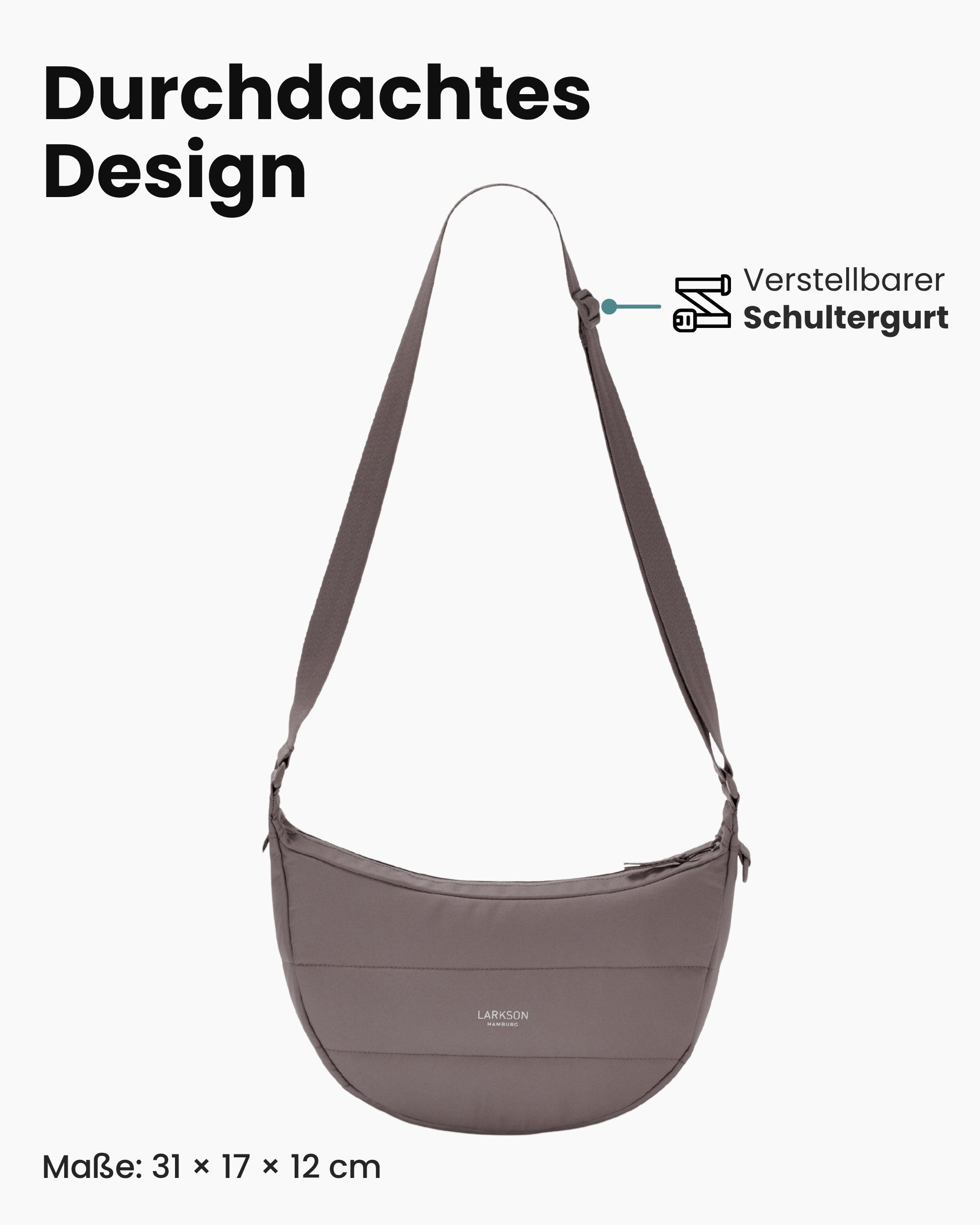 LARKSON Umhängetasche Emma Small Half Moon Bag, Kleine Puffer Halbmondtasche – Bild 3 von 5
