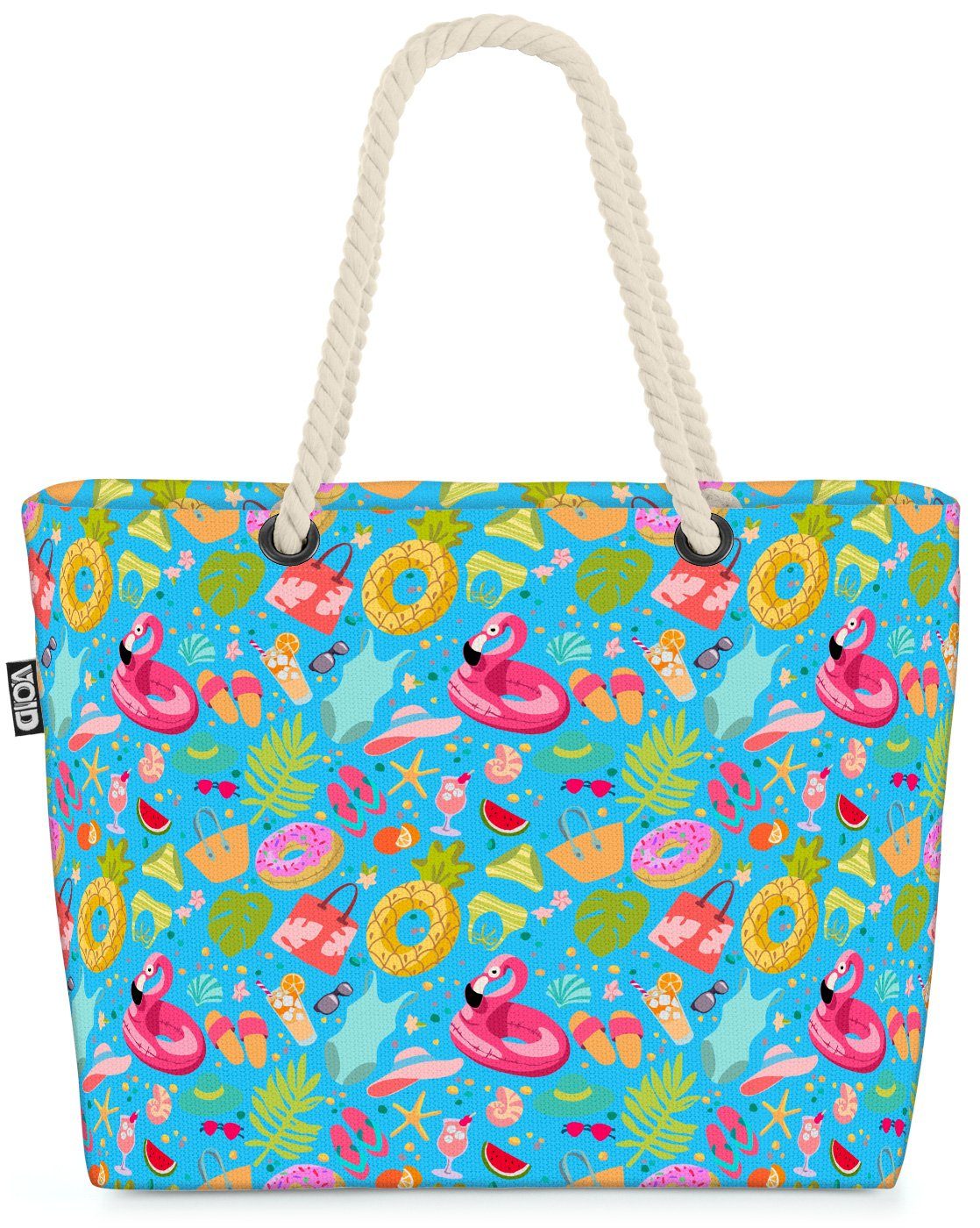 VOID Strandtasche (1-tlg), Party Flamingo Badesachen Beach Bag Urlaub Reise Strand Mittel-Meer Ozean