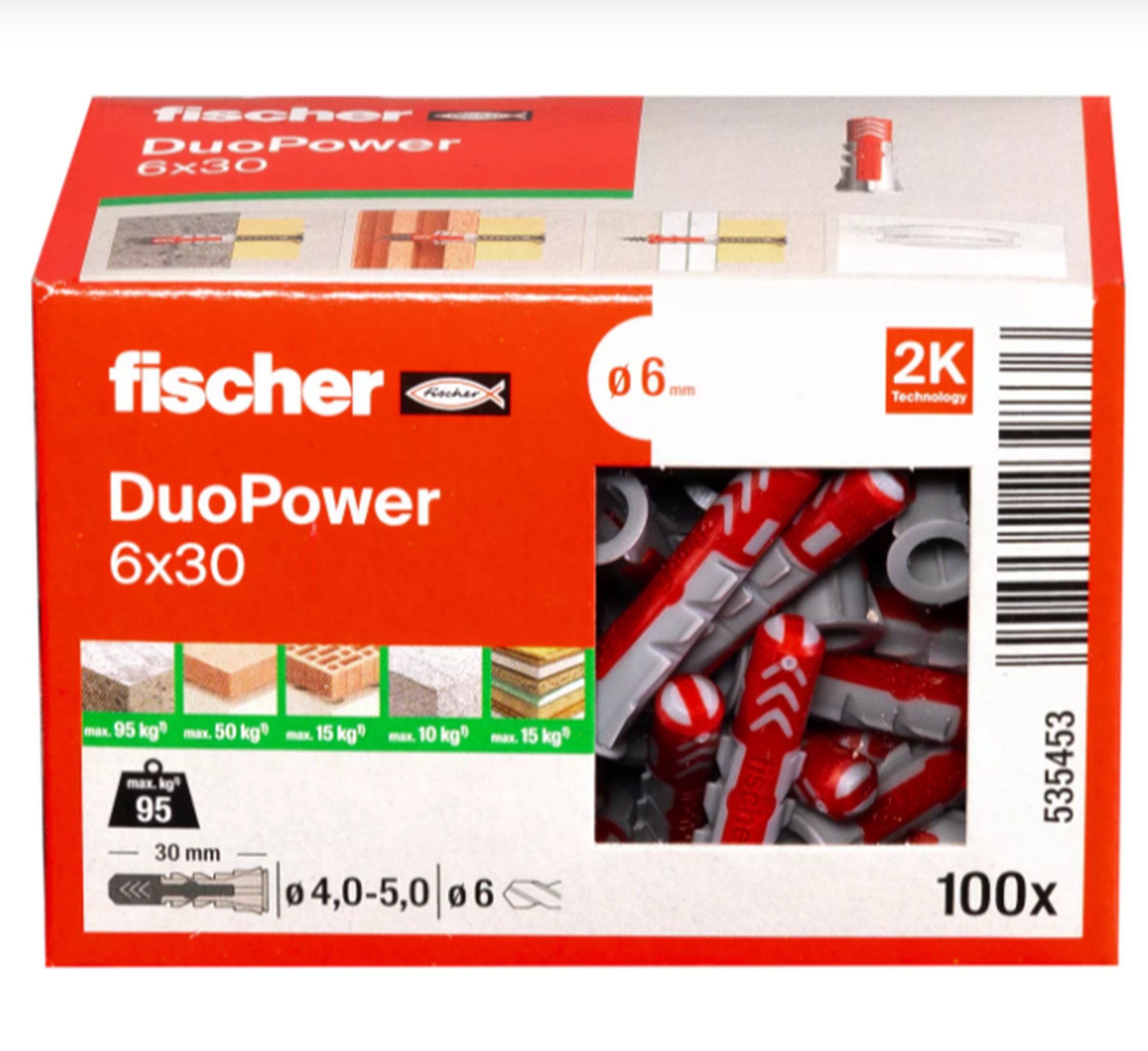 fischer Schrauben- und Dübel-Set Duopower Universaldübel ohne Schraube, (100 St)