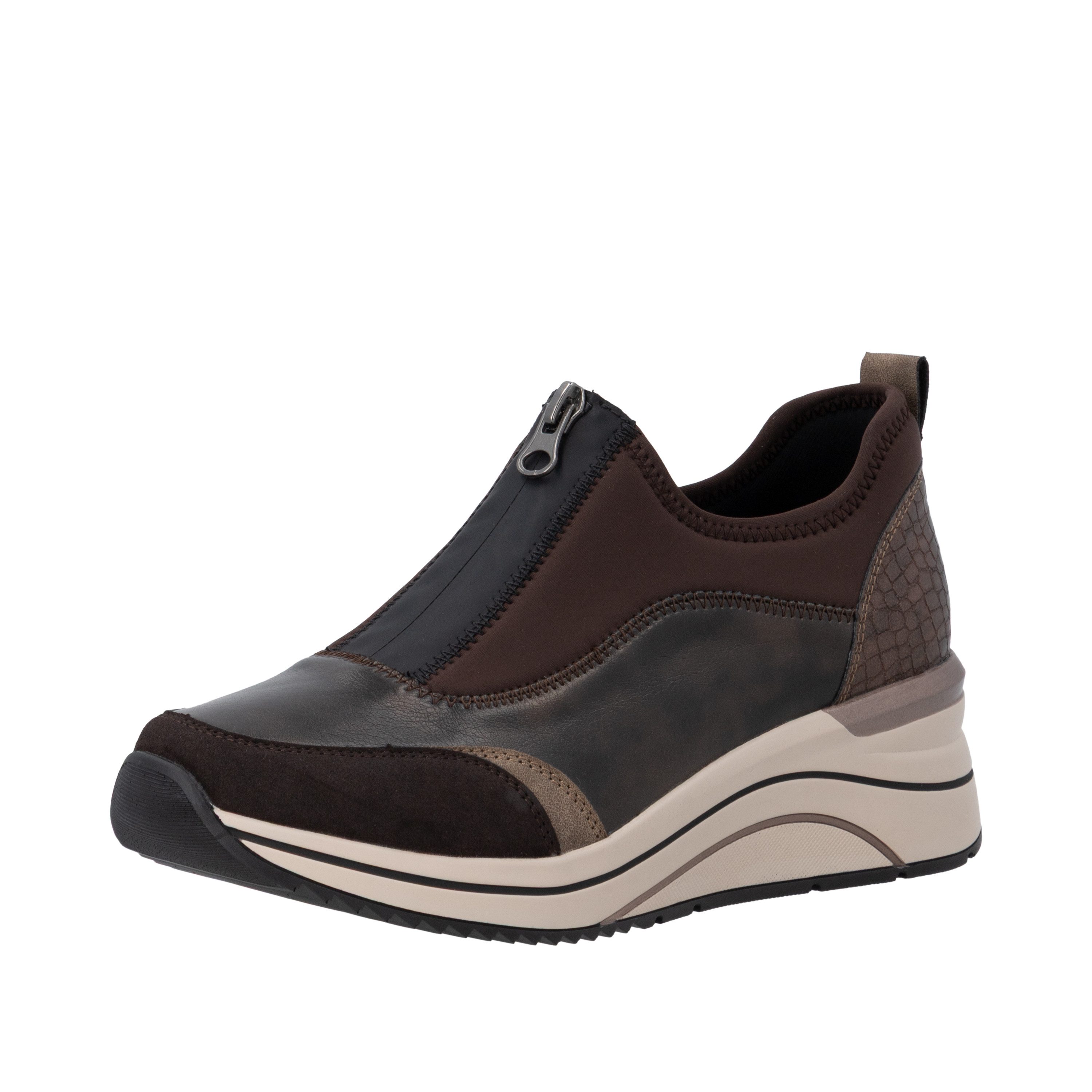 Remonte Slip-On Sneaker Freizeitschuh, Halbschuh, Schlupfschuh mit Front-Reißverschluss