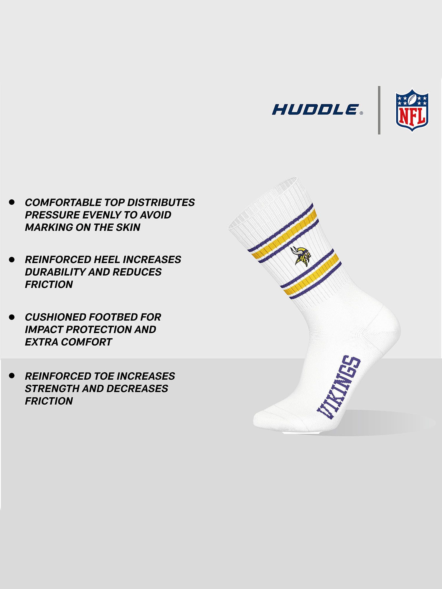 HUDDLE Freizeitsocken Minnesota Vikings Crew (3-Paar) Casual Socken, Alltag günstig online kaufen