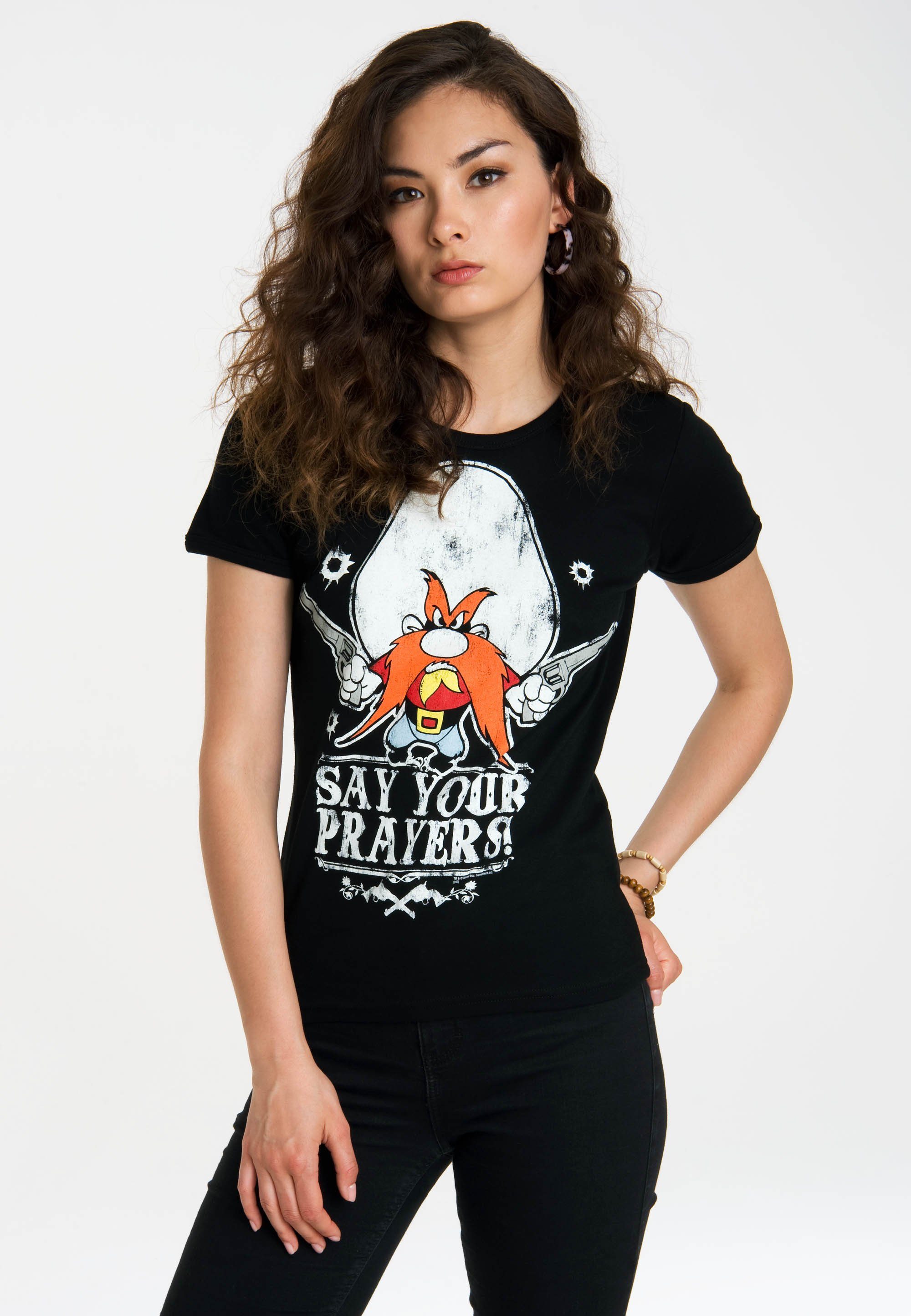 LOGOSHIRT T-Shirt Looney Tunes – Say Your Prayers mit lizenzierten  Originaldesign