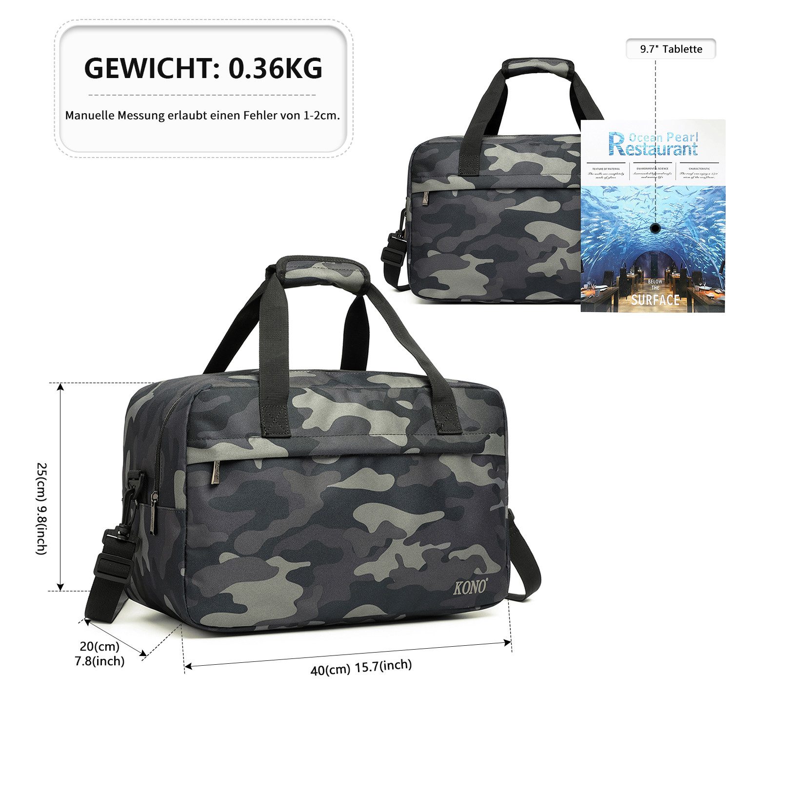 KONO Reisetasche Handgepäck Tasche Unisex Gym günstig online kaufen