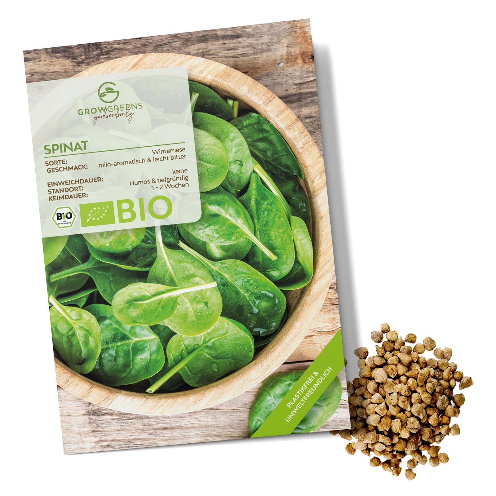 Growgreens Gemüsesamen BIO Spinat Samen (Winterriese) - Winterspinat Saatgu günstig online kaufen