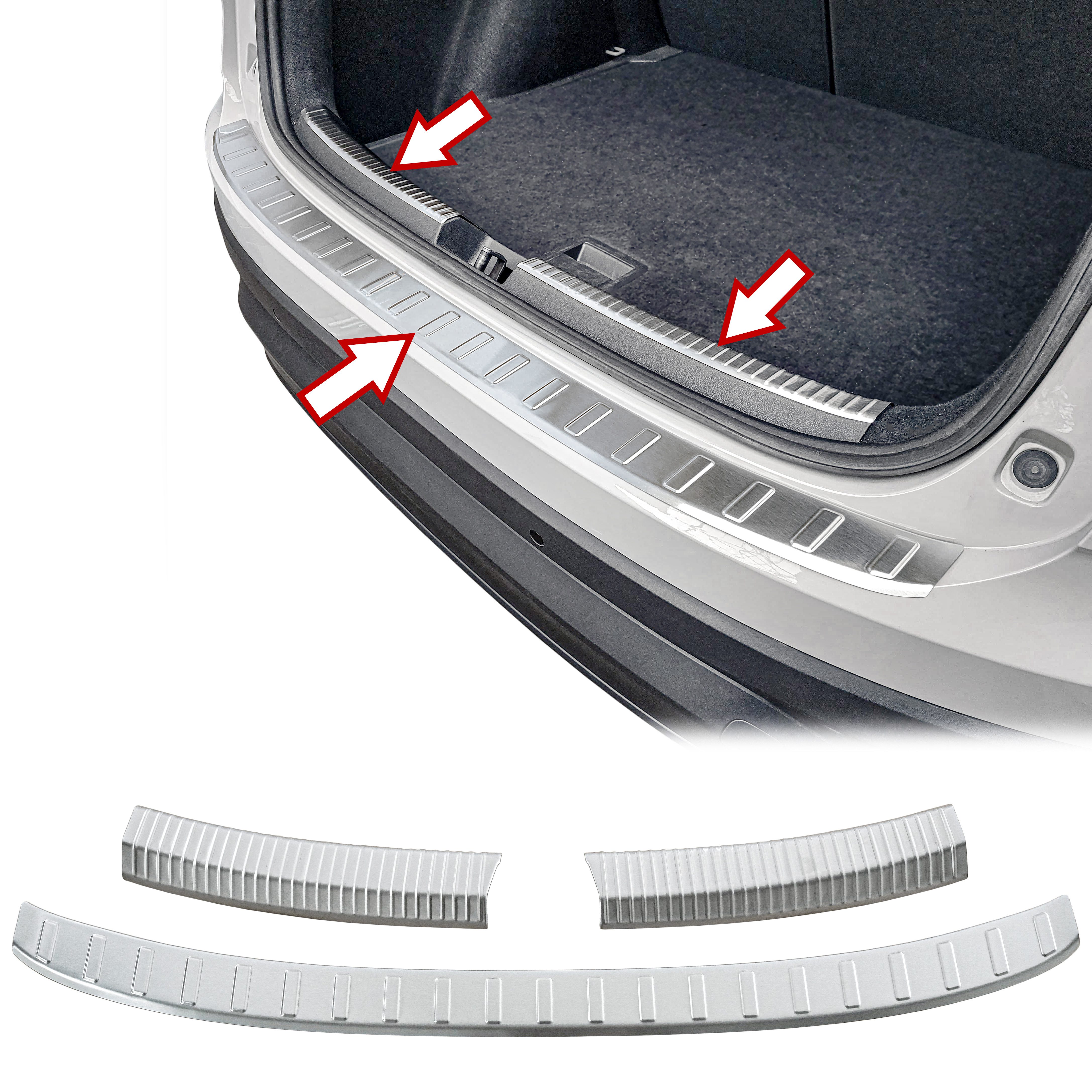 RECAMBO Ladekantenschutz für VW Taigo, CS, BJ ab 2021> Stoßstangenschutz, V2A rostfrei, Exklusive Optik, praktischer Schutz & perfekte Passform