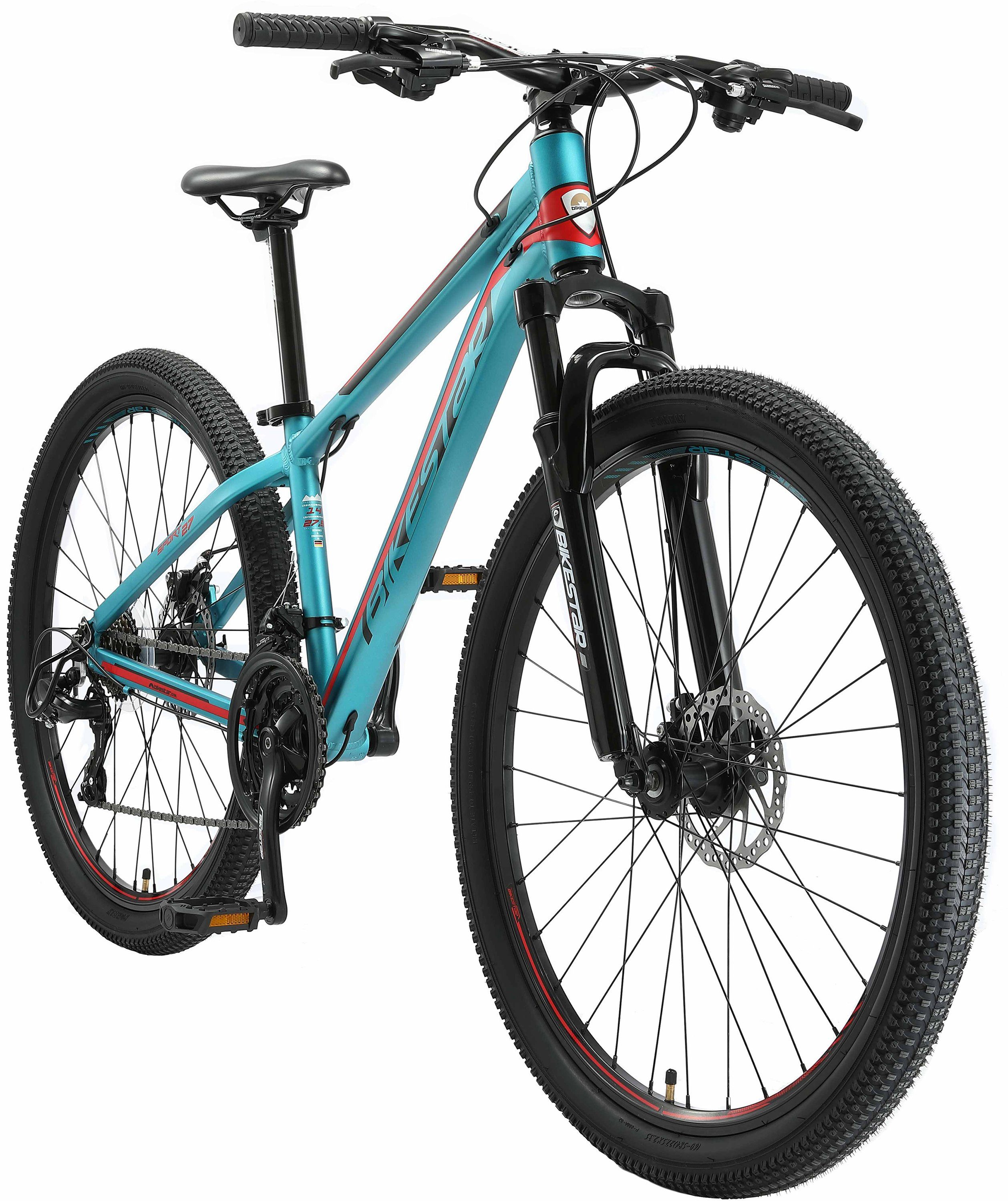 Bikestar Mountainbike, 21 Gang Shimano RD-TY300 Schaltwerk, Kettenschaltung, für Damen und Herren, Kettenschaltung