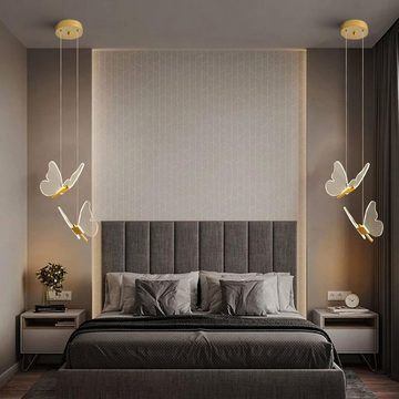 yozhiqu LED-Hängeleuchte LED-moderner Schmetterlingskronleuchter, langer Nachttischkronleuchter, Schmetterlingsdesign, ideal für Schlafzimmer, Restaurants und Bars.