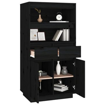 furnicato Sideboard Highboard Schwarz 60x40x116,5 cm Massivholz Kiefer